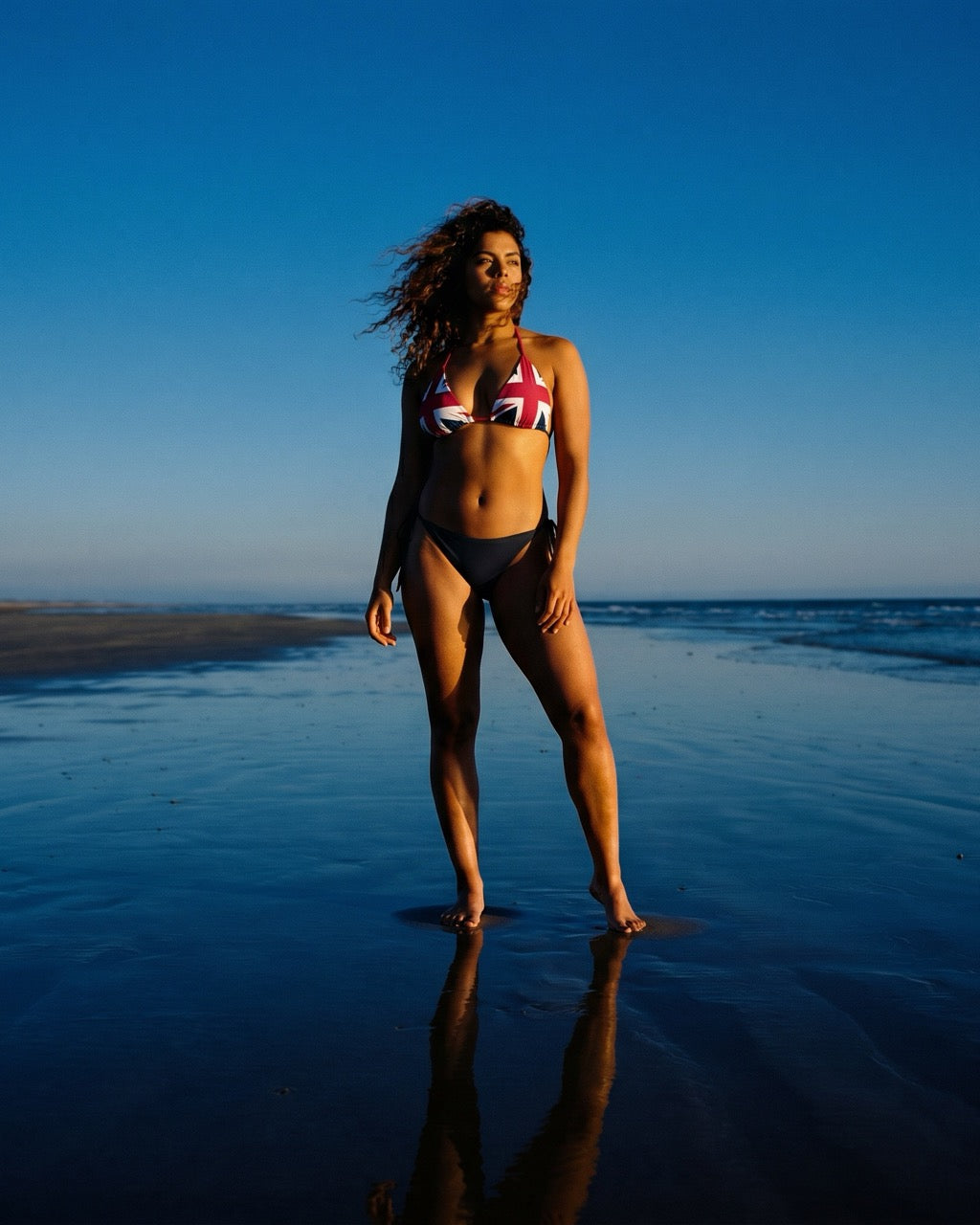 Jolly & Goode Swimwear 2XS Union Jack String Bikini Top | Red and Blue Strings | Removable Padding Cheeky British Style