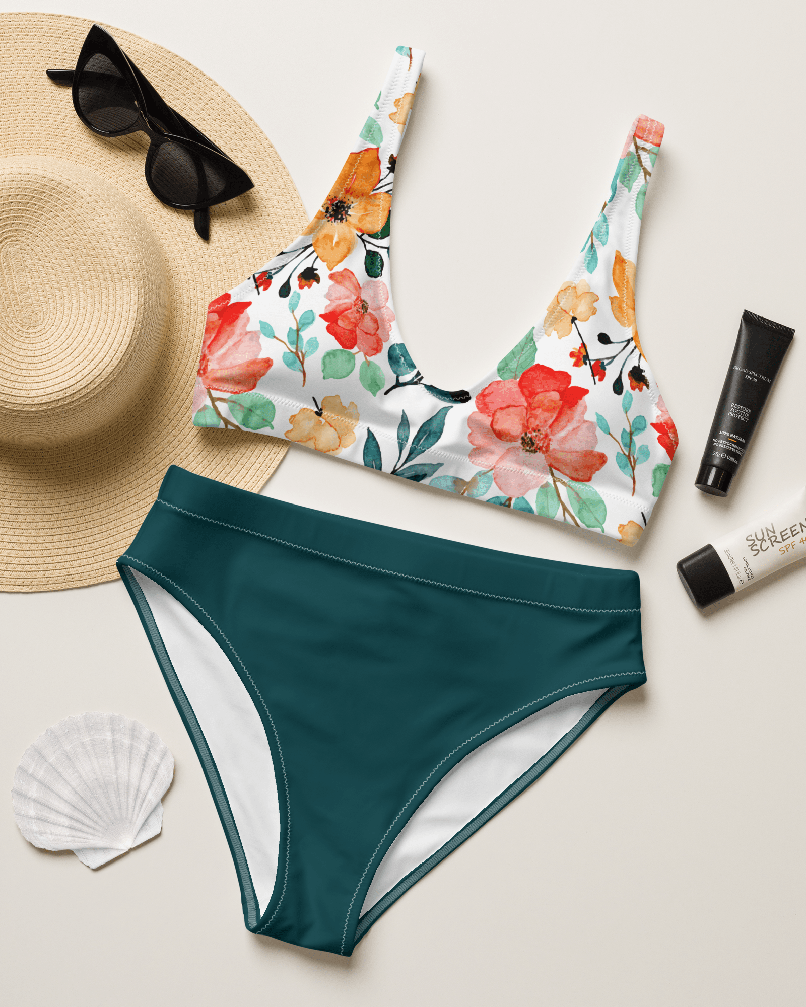 Jolly & Goode Swimwear Watercolour Flowers | Floral Bikini Cheeky British Style