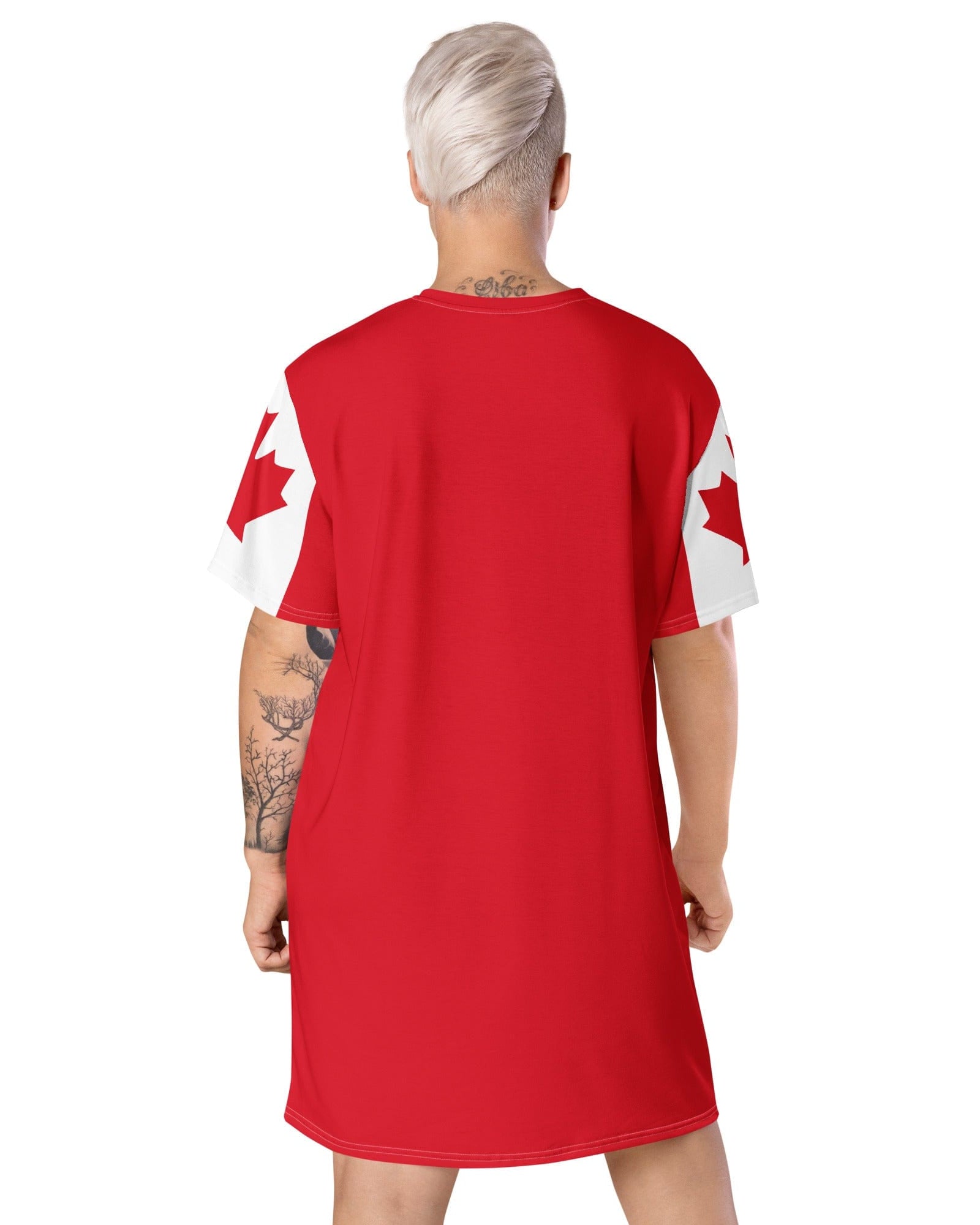 Jolly & Goode T-shirt Dress Oh Canada T-shirt Dress | Canadian Flag Dress | Canadian Flag Sleeves Cheeky British Style