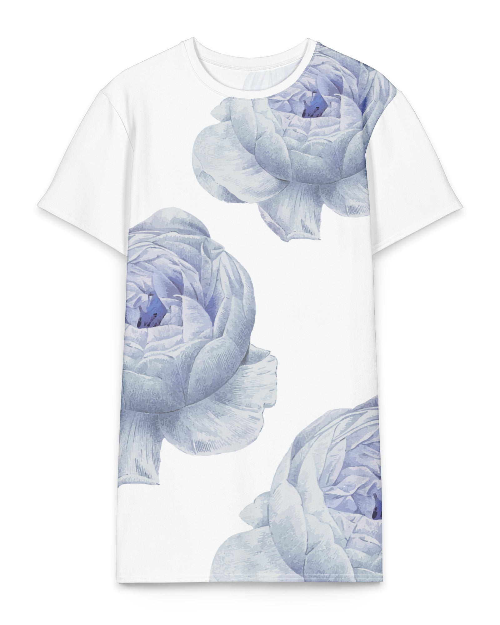 Jolly & Goode T-shirt Dresses 2XS White Rose Cotton T-shirt Dress Cheeky British Style