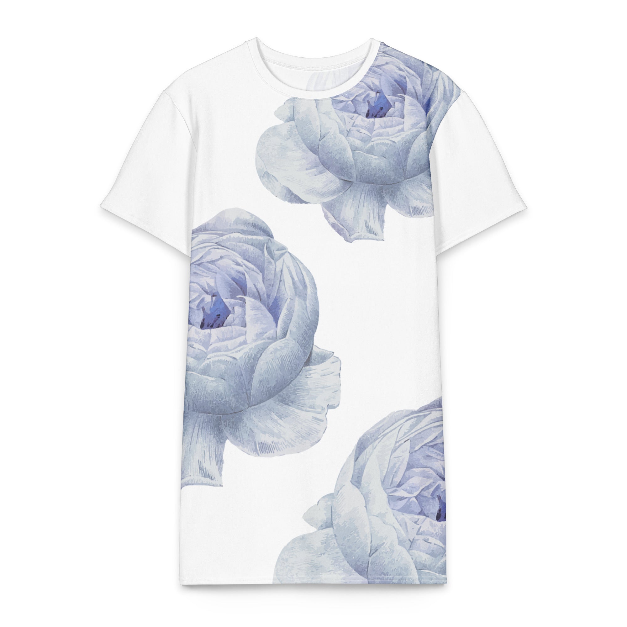 Jolly & Goode T-shirt Dresses 2XS White Rose Cotton T-shirt Dress Cheeky British Style