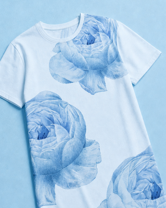 Jolly & Goode T-shirt Dresses White Rose Cotton T-shirt Dress Cheeky British Style