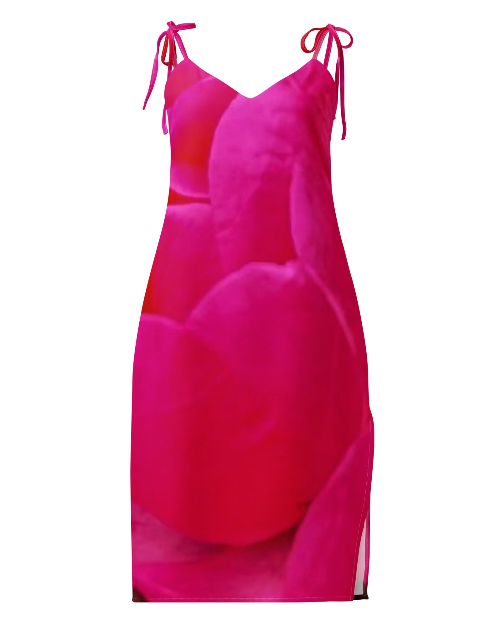 Jolly & Goode Tie-Strap Dresses XS Pink & Red Rose Tie-Strap Dress with Built-In Bra Cheeky British Style