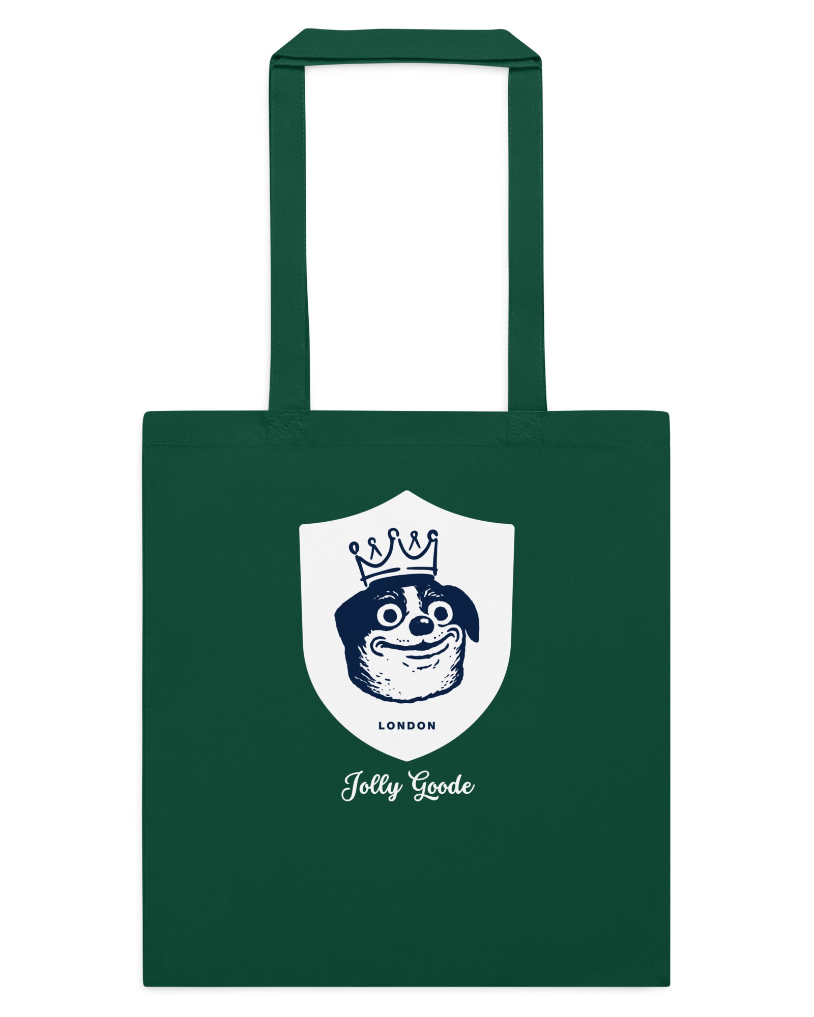 Jolly & Goode Tote Bag Bottle Green Jolly Goode London Crowned Dog Shield Cotton Tote Cheeky British Style