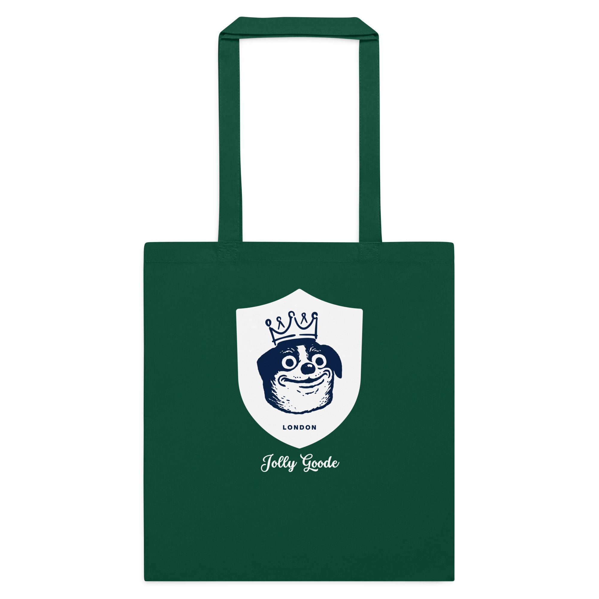 Jolly & Goode Tote Bag Bottle Green Jolly Goode London Crowned Dog Shield Cotton Tote Cheeky British Style