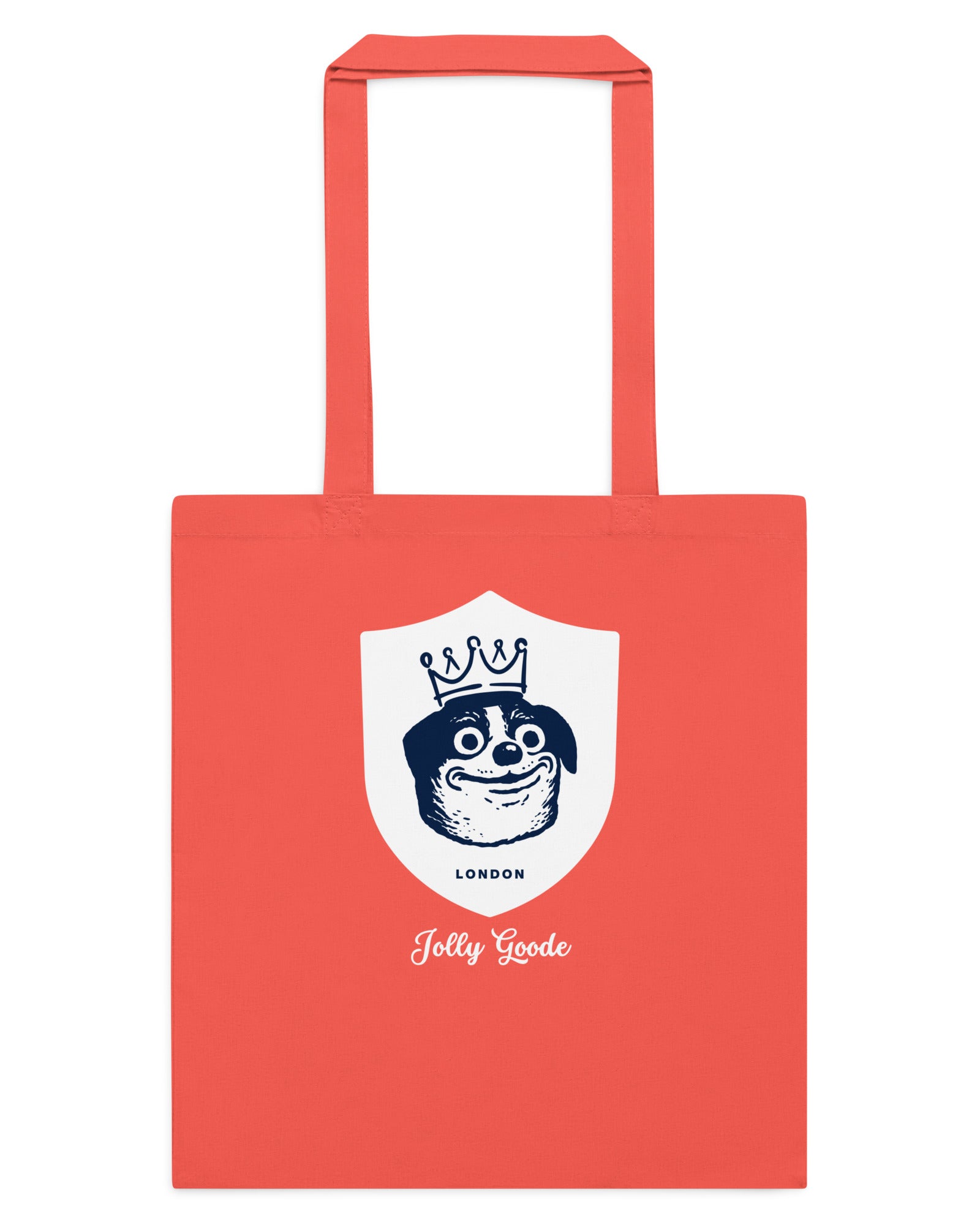 Jolly & Goode Tote Bag Coral Jolly Goode London Crowned Dog Shield Cotton Tote Cheeky British Style