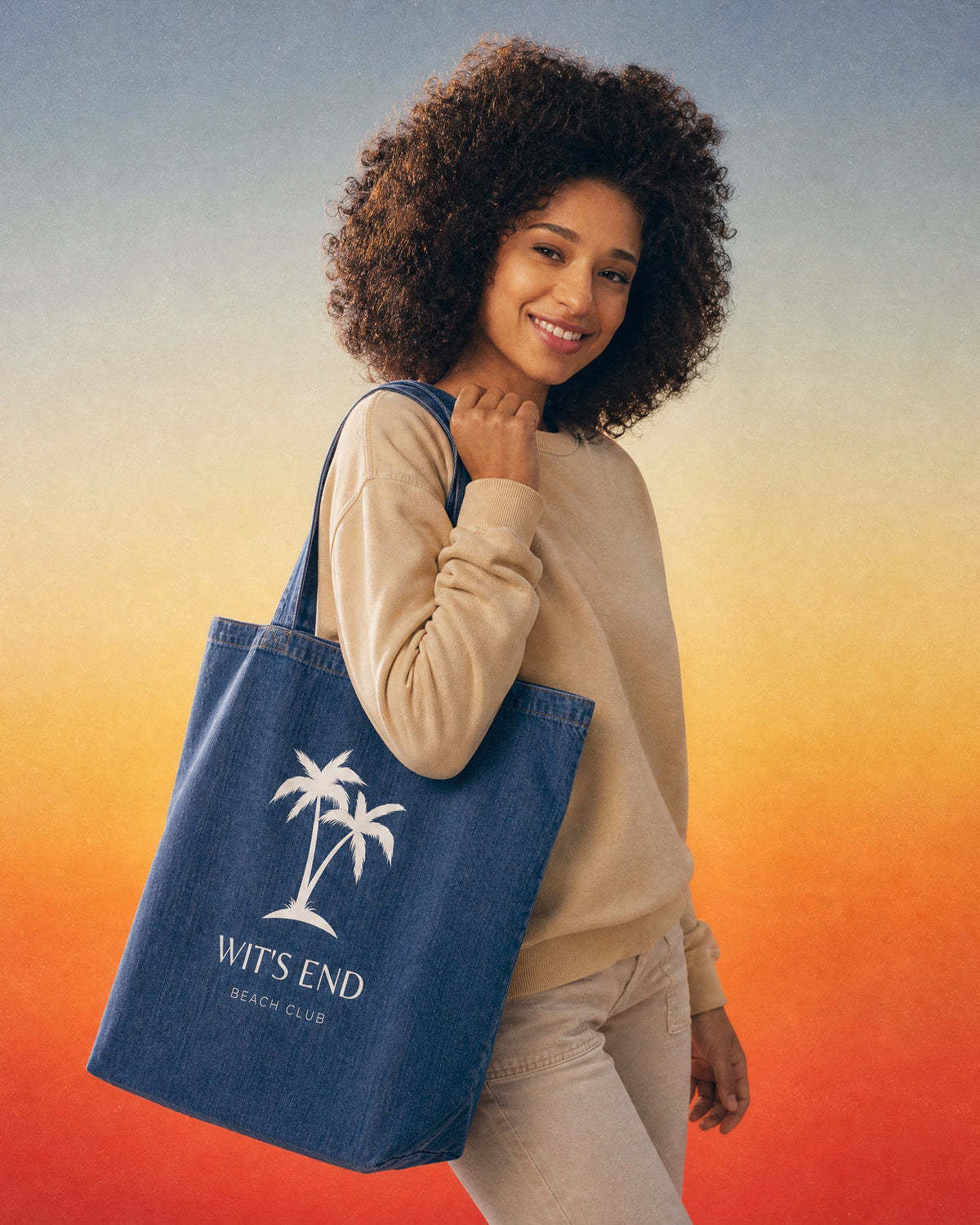 Jolly & Goode Tote Bag Wit's End Organic Denim Tote Bag Cheeky British Style