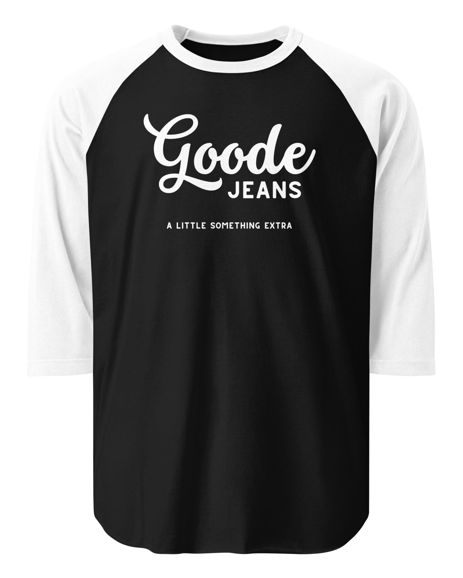 Jolly & Goode unisex raglan shirts Black/White / XS Goode Jeans | A Little Something Extra | 3/4 Sleeve Raglan Shirt Cheeky British Style