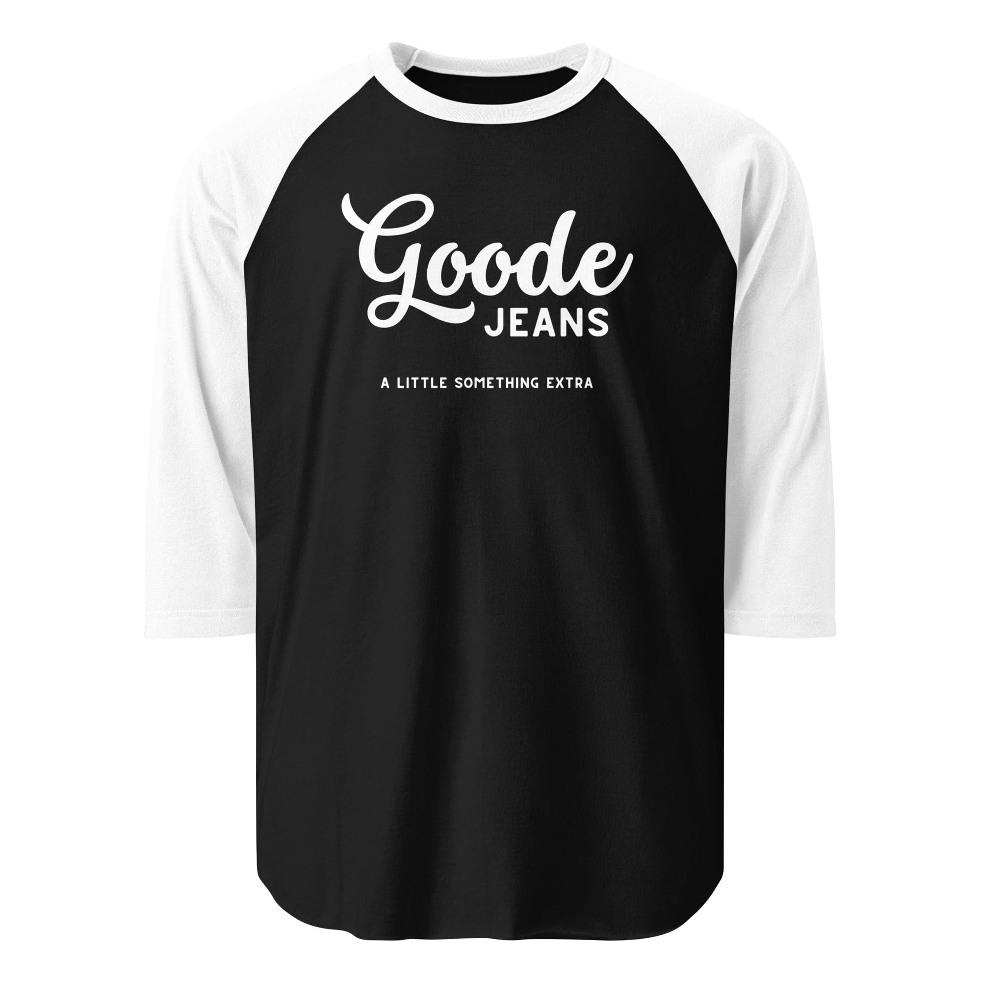 Jolly & Goode unisex raglan shirts Black/White / XS Goode Jeans | A Little Something Extra | 3/4 Sleeve Raglan Shirt Cheeky British Style