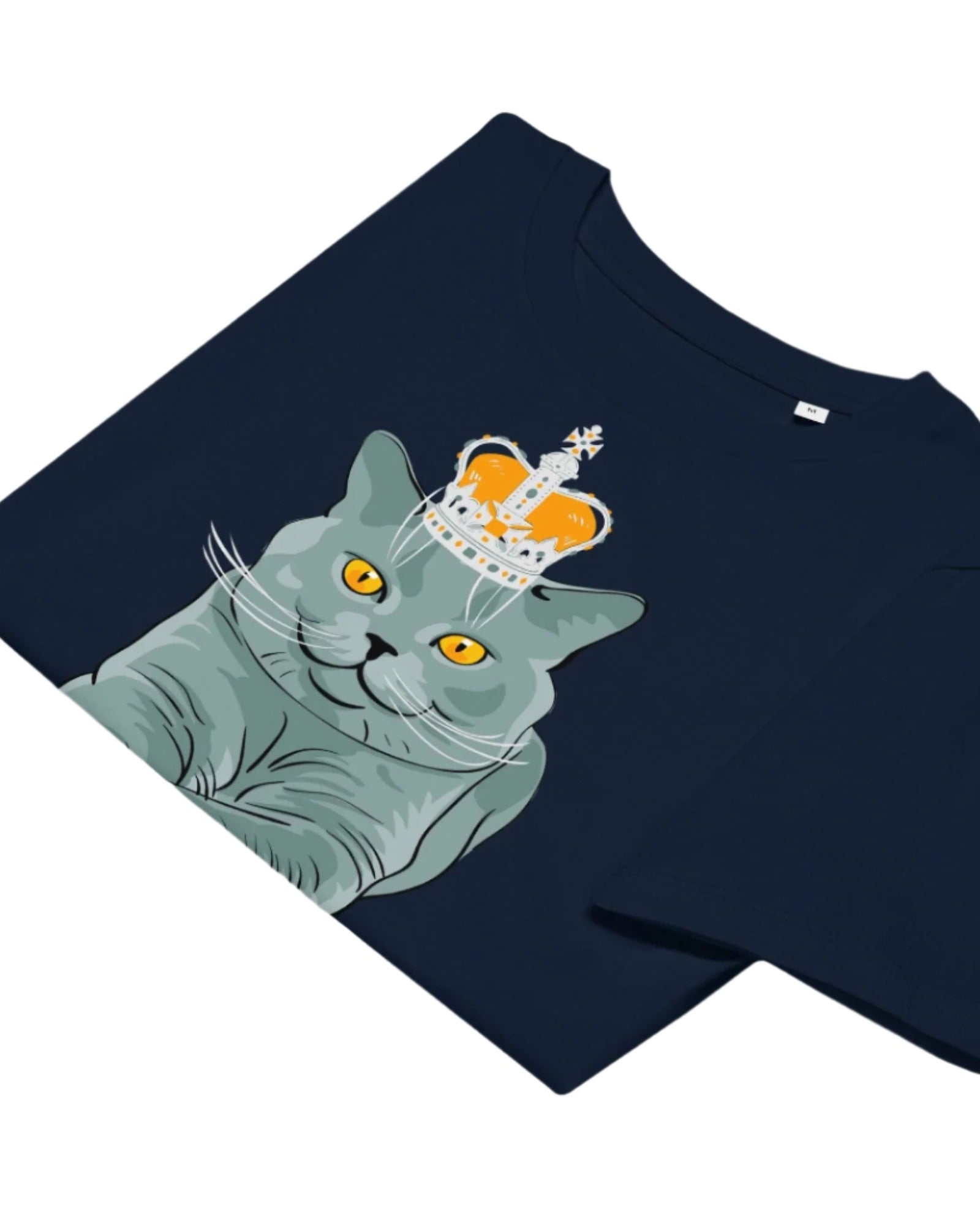 Jolly & Goode Women's Shirts Crowned British Blue Shorthair Cat T-Shirt | Women’s Organic Cotton Tee Cheeky British Style