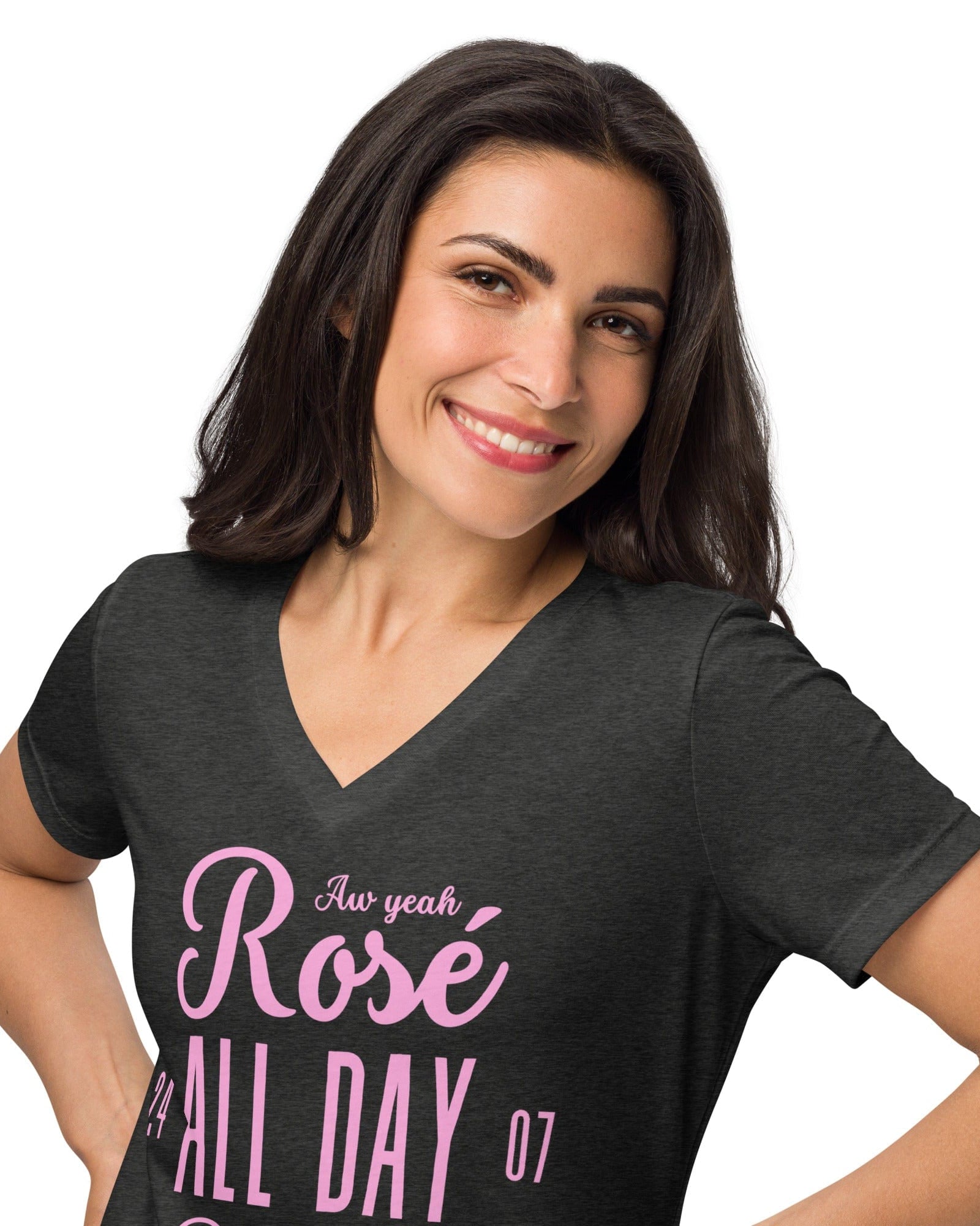 Jolly & Goode Women's Shirts Rosé All Day Bitches | Women’s Relaxed V-neck T-shirt Cheeky British Style