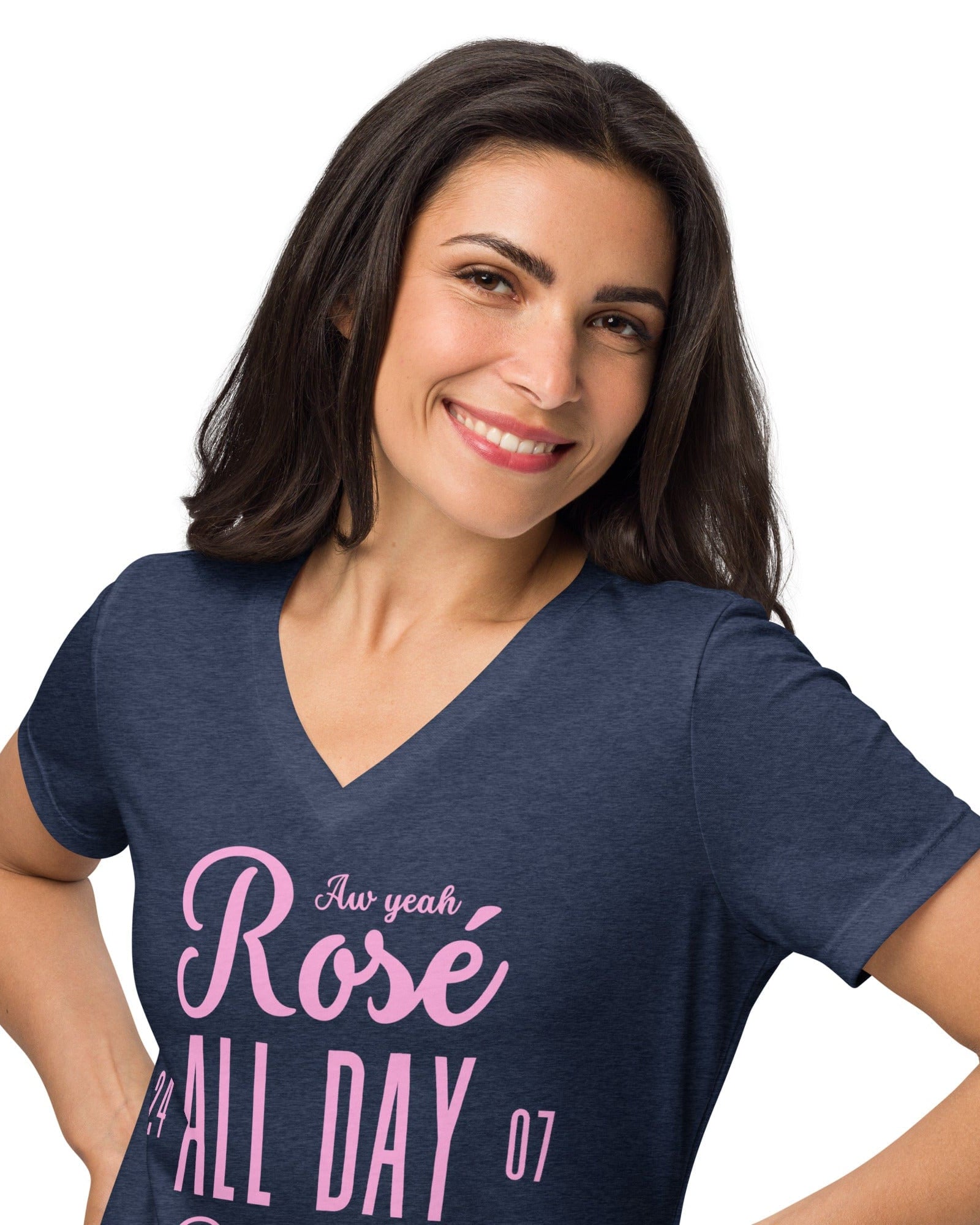Jolly & Goode Women's Shirts Rosé All Day Bitches | Women’s Relaxed V-neck T-shirt Cheeky British Style