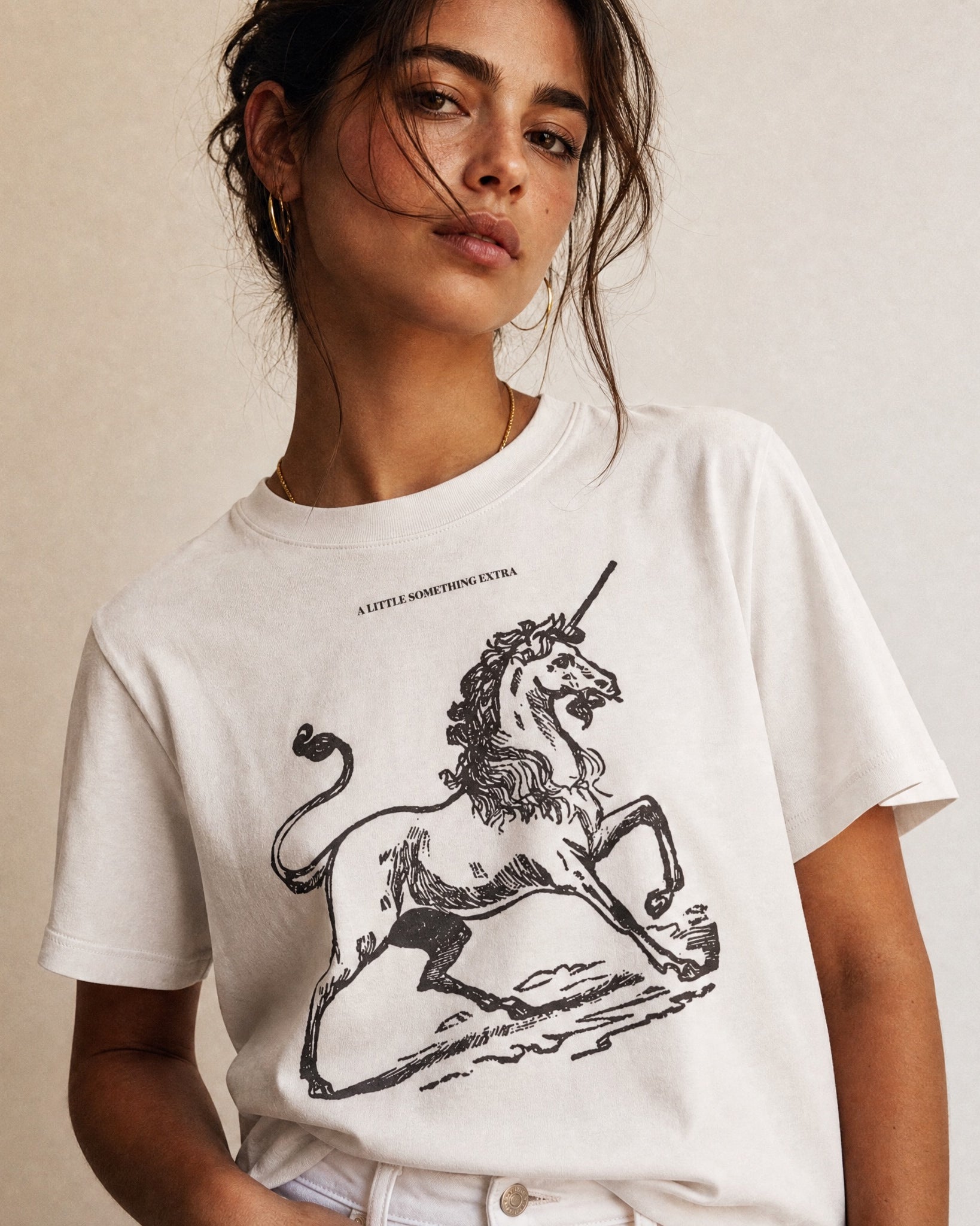 Jolly & Goode Women's Shirts Vintage White / S Women's A Little Something Extra Unicorn Boxy Fit Tee Cheeky British Style