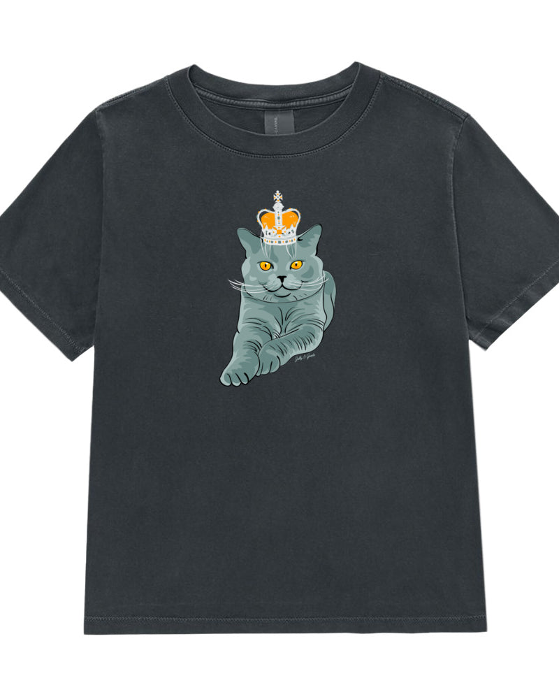 Jolly & Goode Women's Shirts Women's Crowned British Blue Cat Tee | Garment Dyed Cheeky British Style