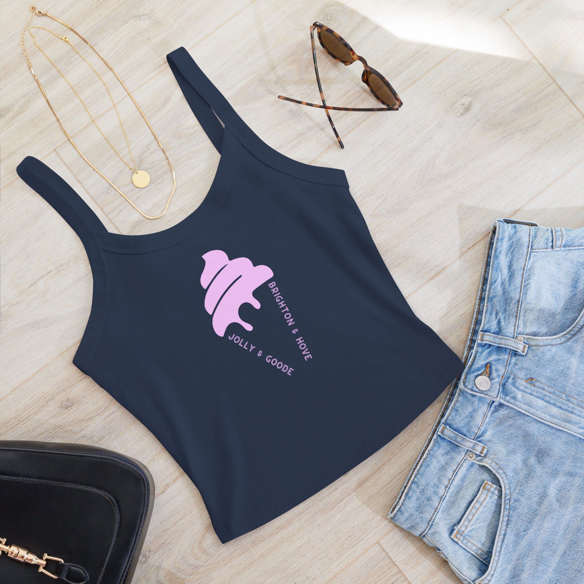 Jolly & Goode Women's Vests Solid Navy Blend / XS Brighton & Hove Ice Cream Women’s Micro-Rib Vest Cheeky British Style