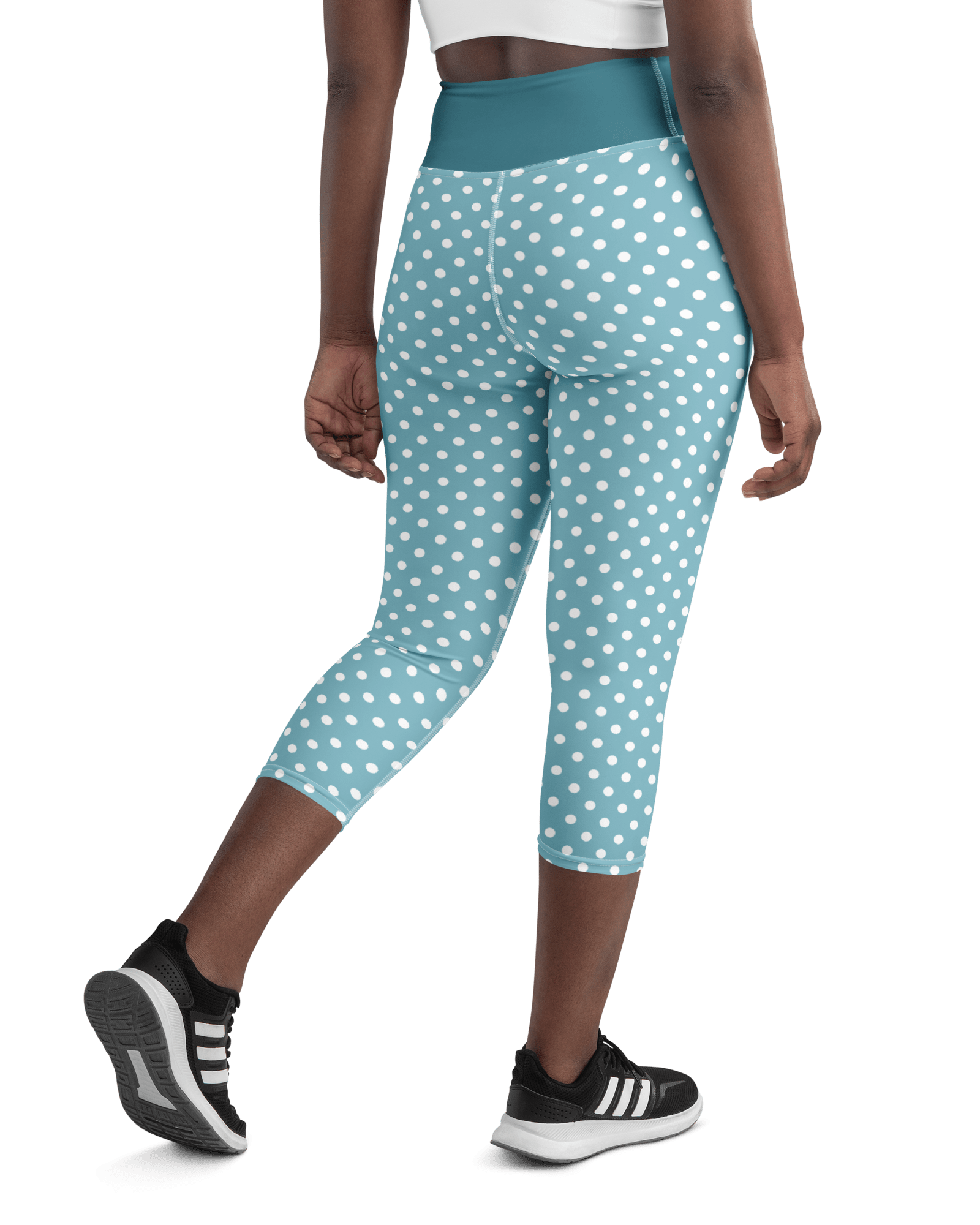 Jolly & Goode Yoga Leggings Light Blue Polkadot Yoga Leggings | Capri Cheeky British Style