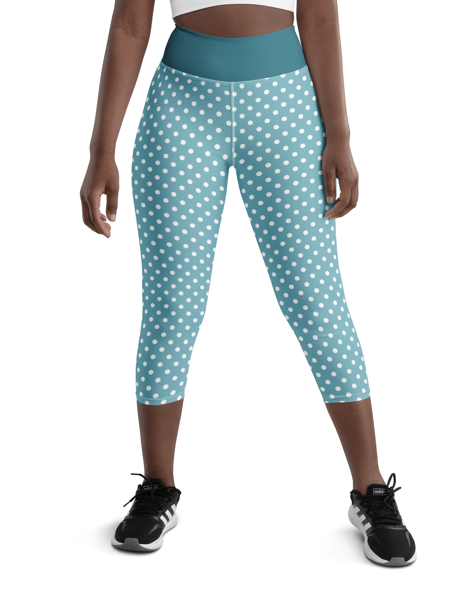 Jolly & Goode Yoga Leggings XS Light Blue Polkadot Yoga Leggings | Capri Cheeky British Style