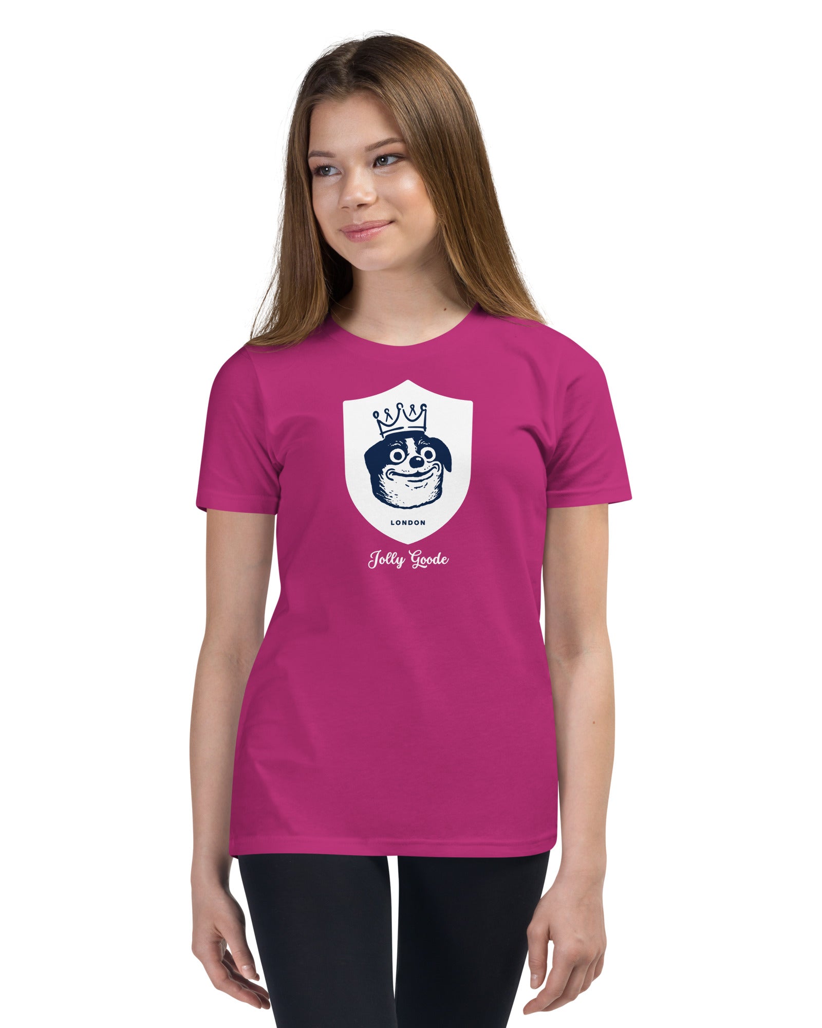 Jolly & Goode Youth T-shirts Berry / S Jolly Goode London Crowned Dog Shield Youth Tee Cheeky British Style