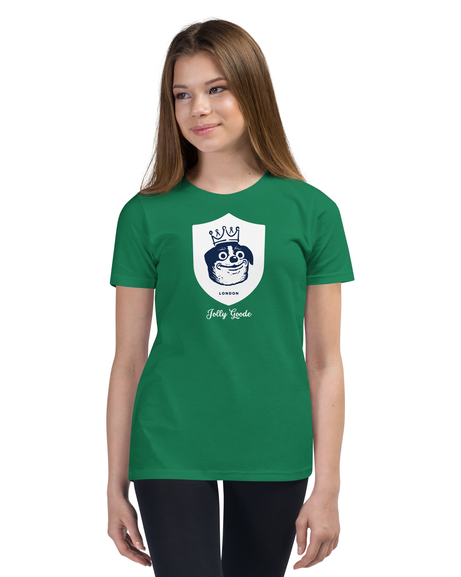 Jolly & Goode Youth T-shirts Kelly / S Jolly Goode London Crowned Dog Shield Youth Tee Cheeky British Style