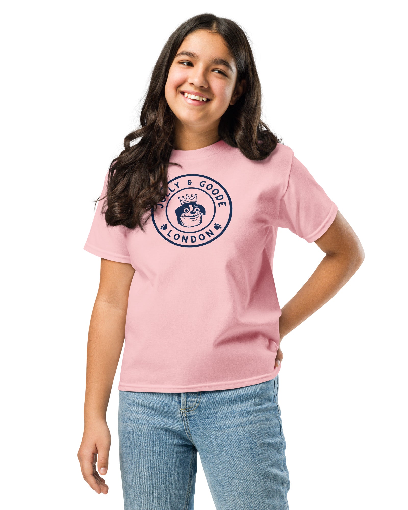 Jolly & Goode Youth T-shirts Light Pink / XS Jolly & Goode Crowned Dog Youth Tee Cheeky British Style