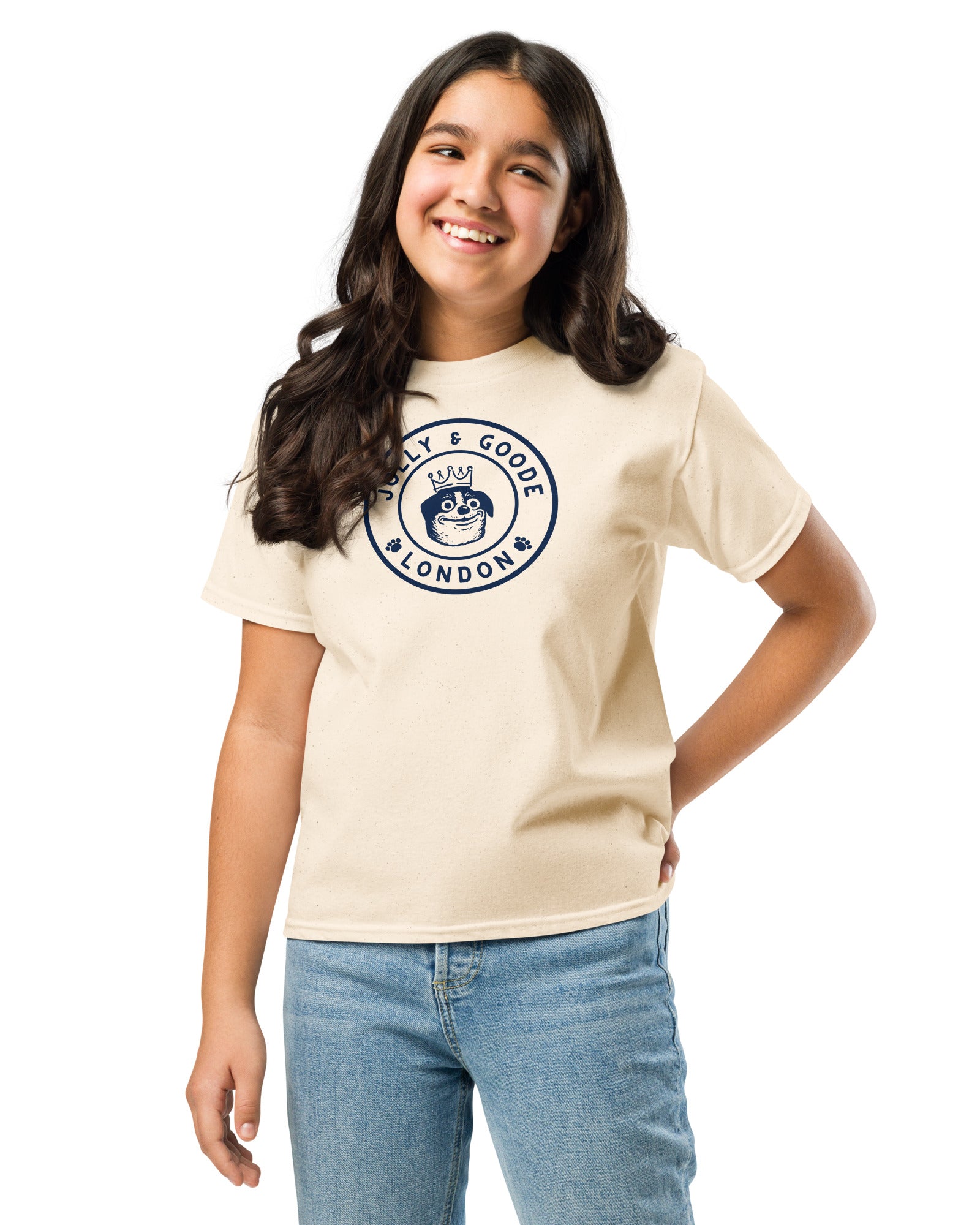 Jolly & Goode Youth T-shirts Natural / XS Jolly & Goode Crowned Dog Youth Tee Cheeky British Style
