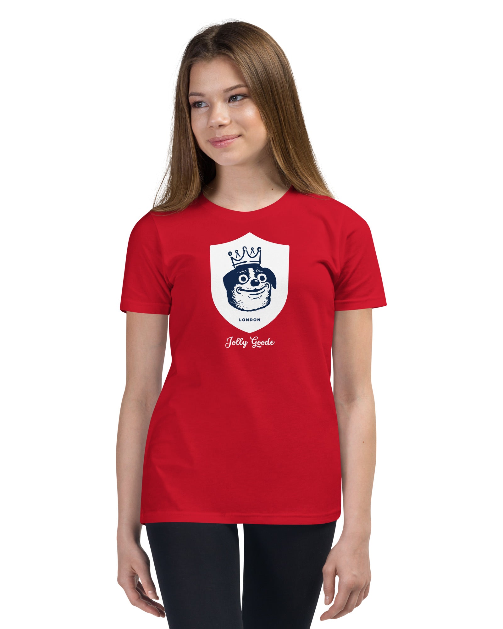 Jolly & Goode Youth T-shirts Red / S Jolly Goode London Crowned Dog Shield Youth Tee Cheeky British Style