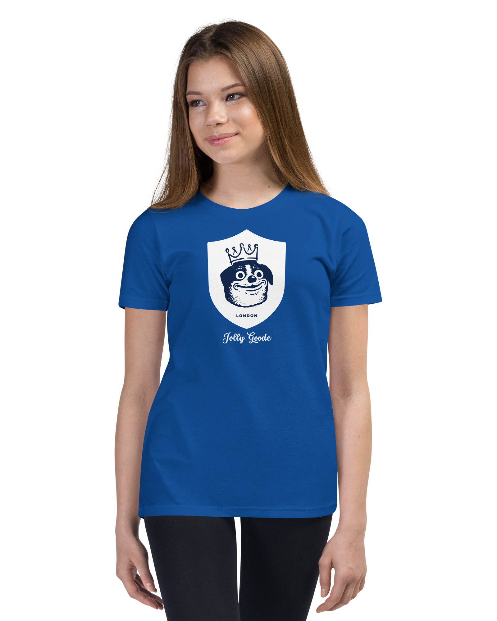 Jolly & Goode Youth T-shirts True Royal / S Jolly Goode London Crowned Dog Shield Youth Tee Cheeky British Style