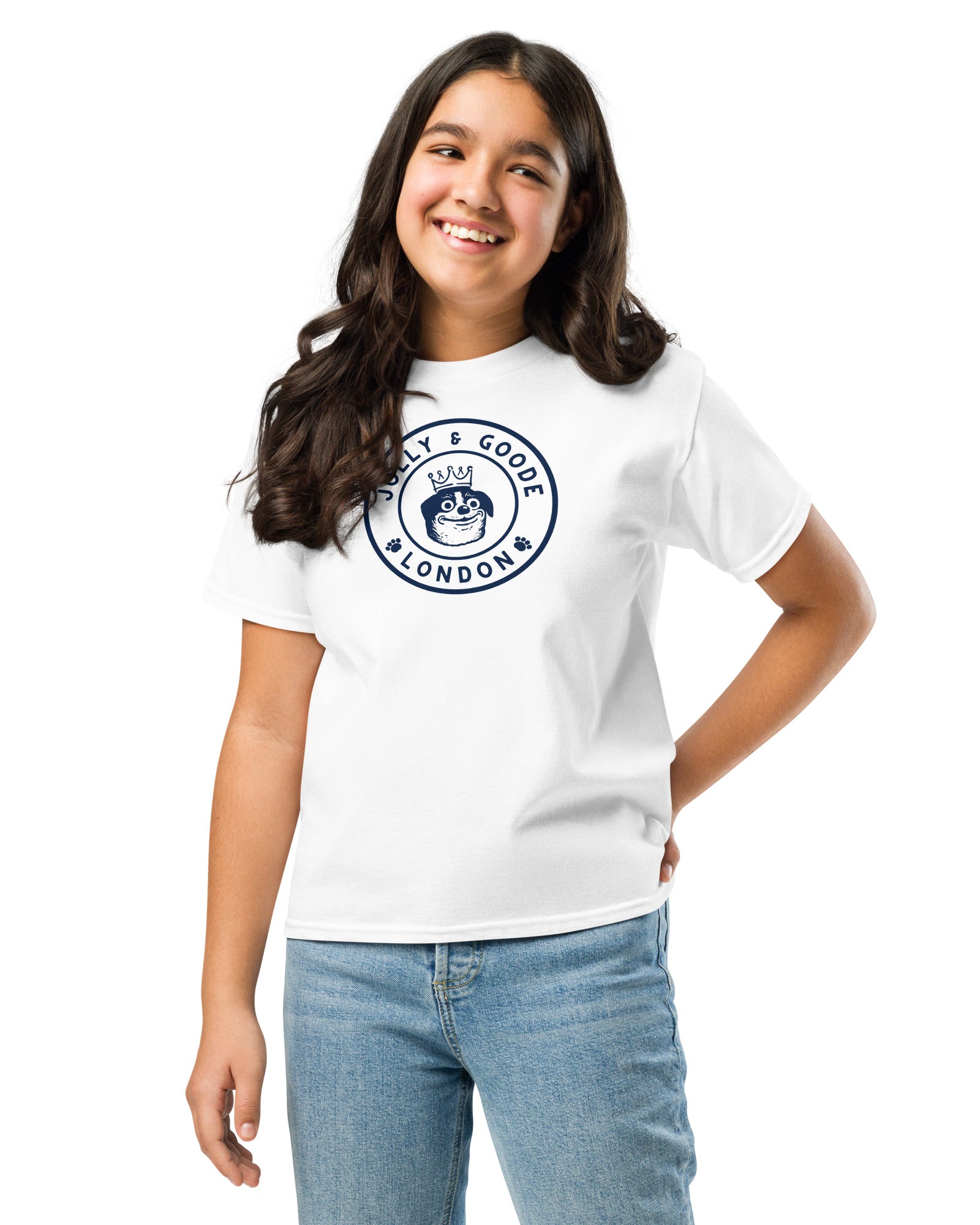Jolly & Goode Youth T-shirts White / XS Jolly & Goode Crowned Dog Youth Tee Cheeky British Style