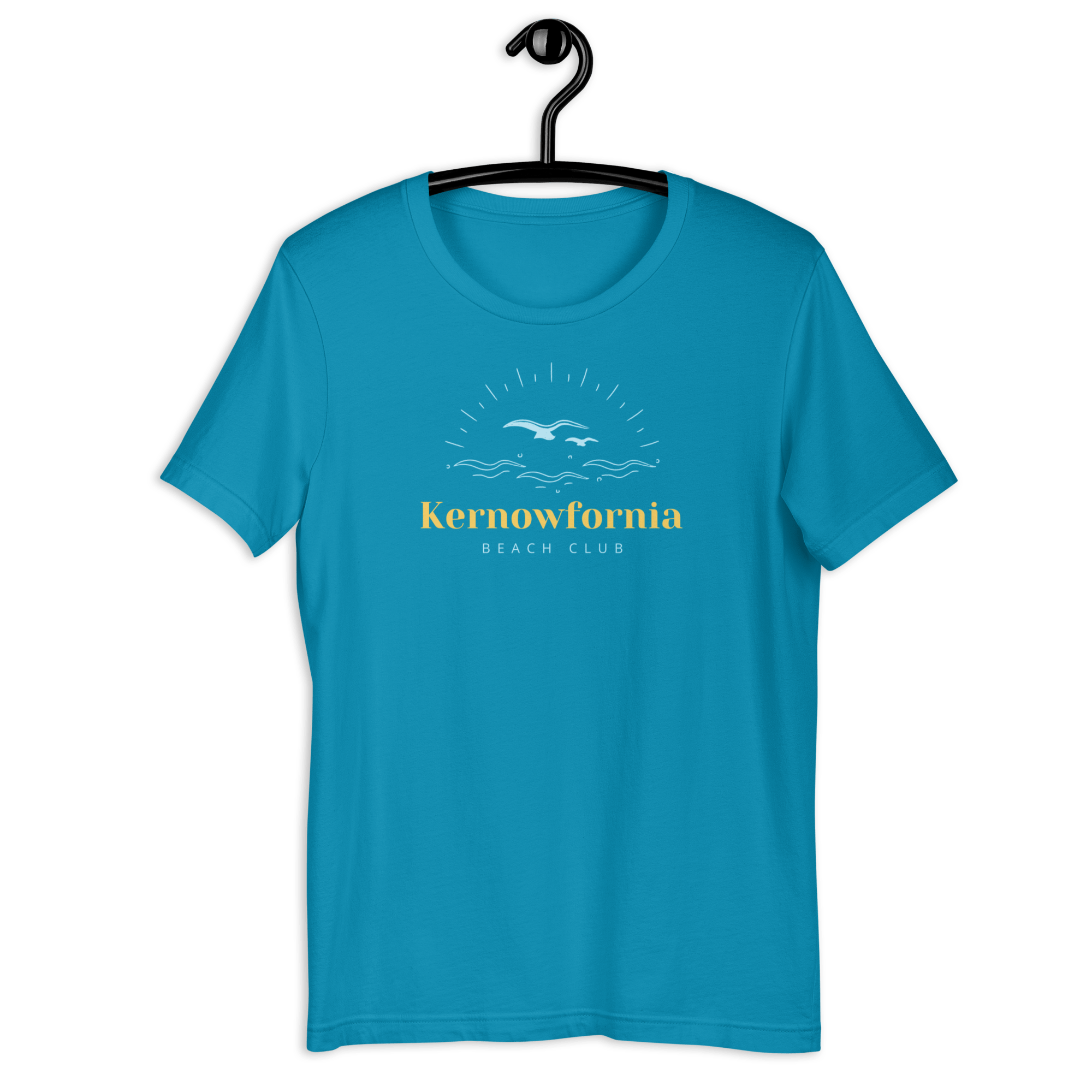 Kernowfornia Beach Club T-shirt | Organic Cotton Aqua / S Shirts & Tops Jolly & Goode