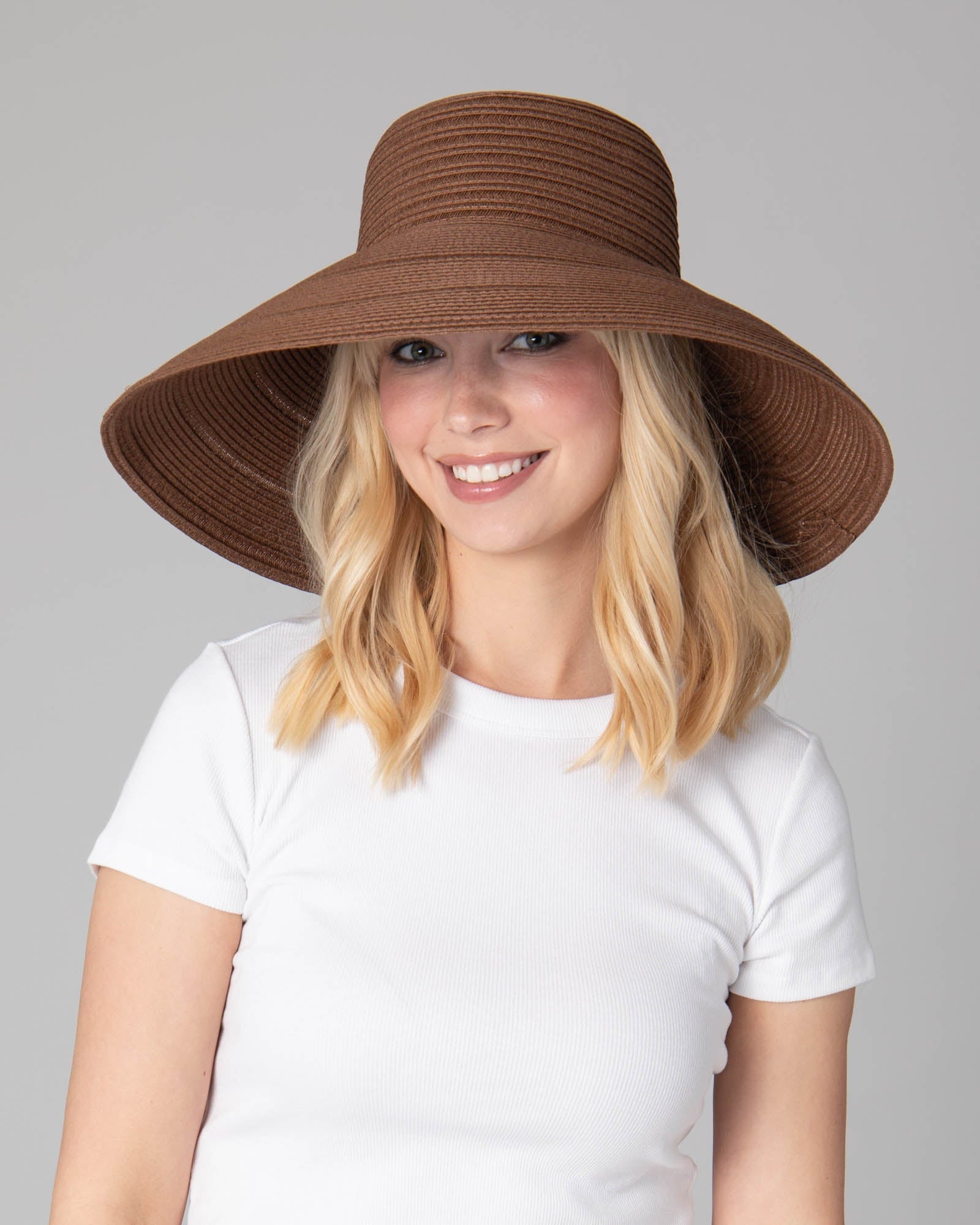 San Diego Hat Company Sun Brim Hats Brown Women's 6-way Round Crown Sun Hat Cheeky British Style