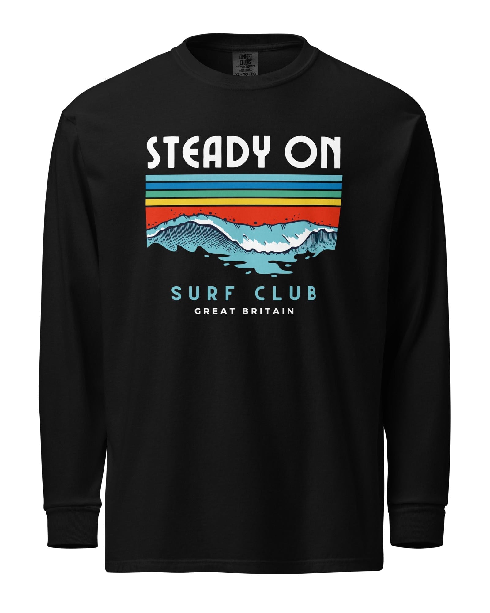 Steady On Surf Club Great Britain | 70s Wave | Garment-dyed Heavyweight Long-sleeve Shirt.