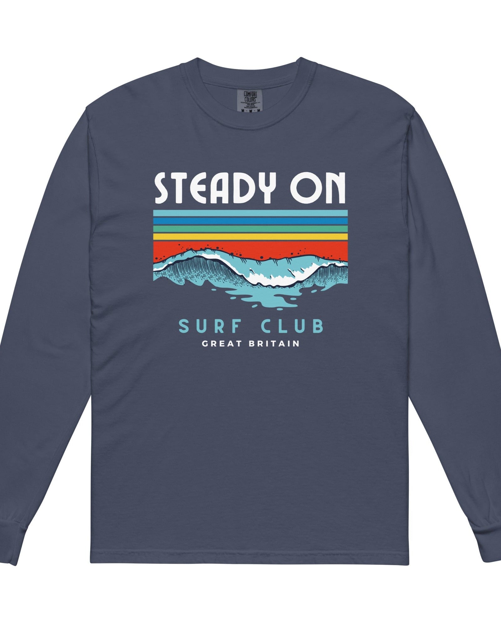 Steady On Surf Club Great Britain | 70s Wave | Garment-dyed Heavyweight Long-sleeve Shirt.