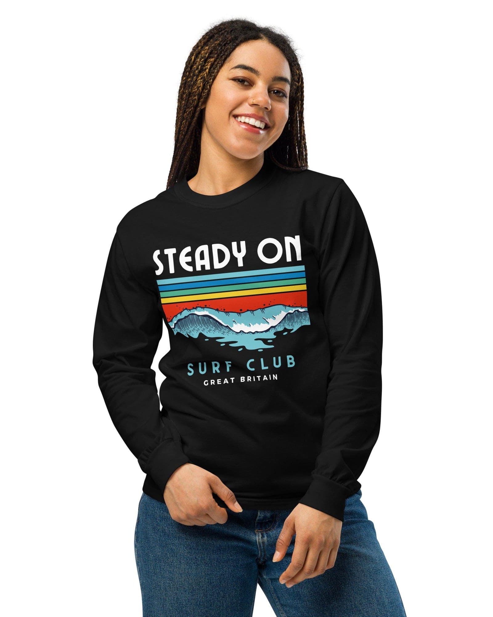 Steady On Surf Club Great Britain | 70s Wave | Garment-dyed Heavyweight Long-sleeve Shirt.