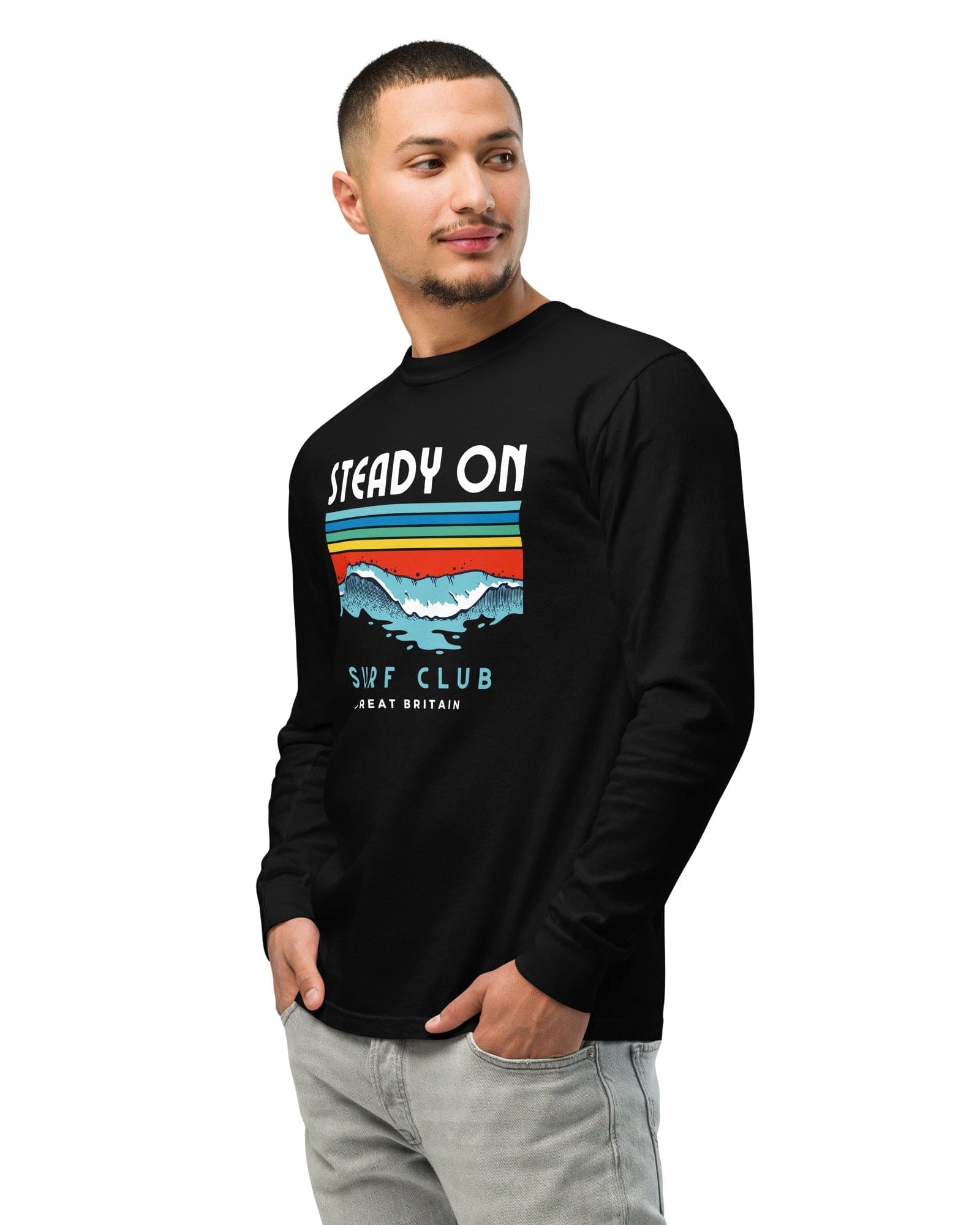 Steady On Surf Club Great Britain | 70s Wave | Garment-dyed Heavyweight Long-sleeve Shirt.