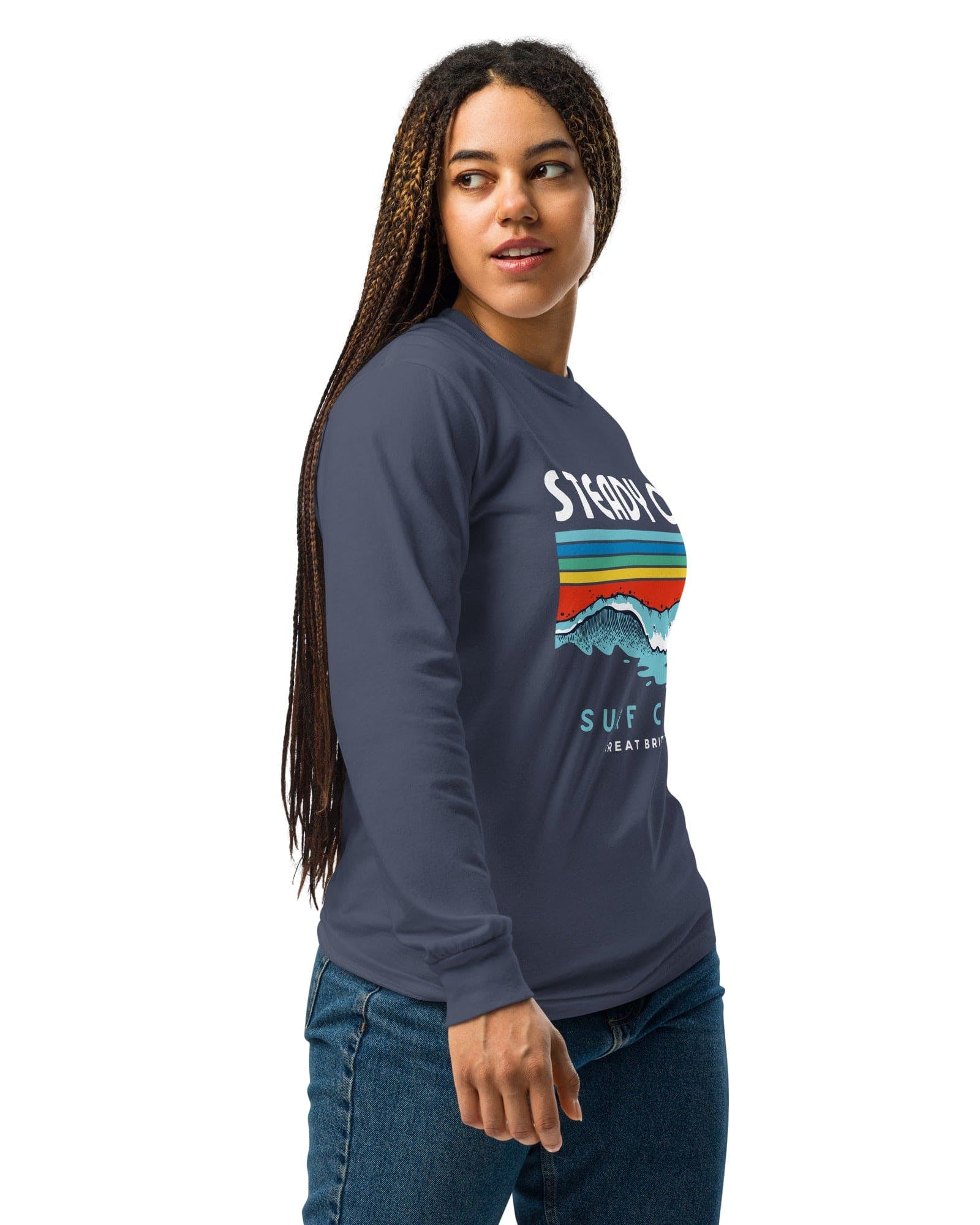 Steady On Surf Club Great Britain | 70s Wave | Garment-dyed Heavyweight Long-sleeve Shirt.