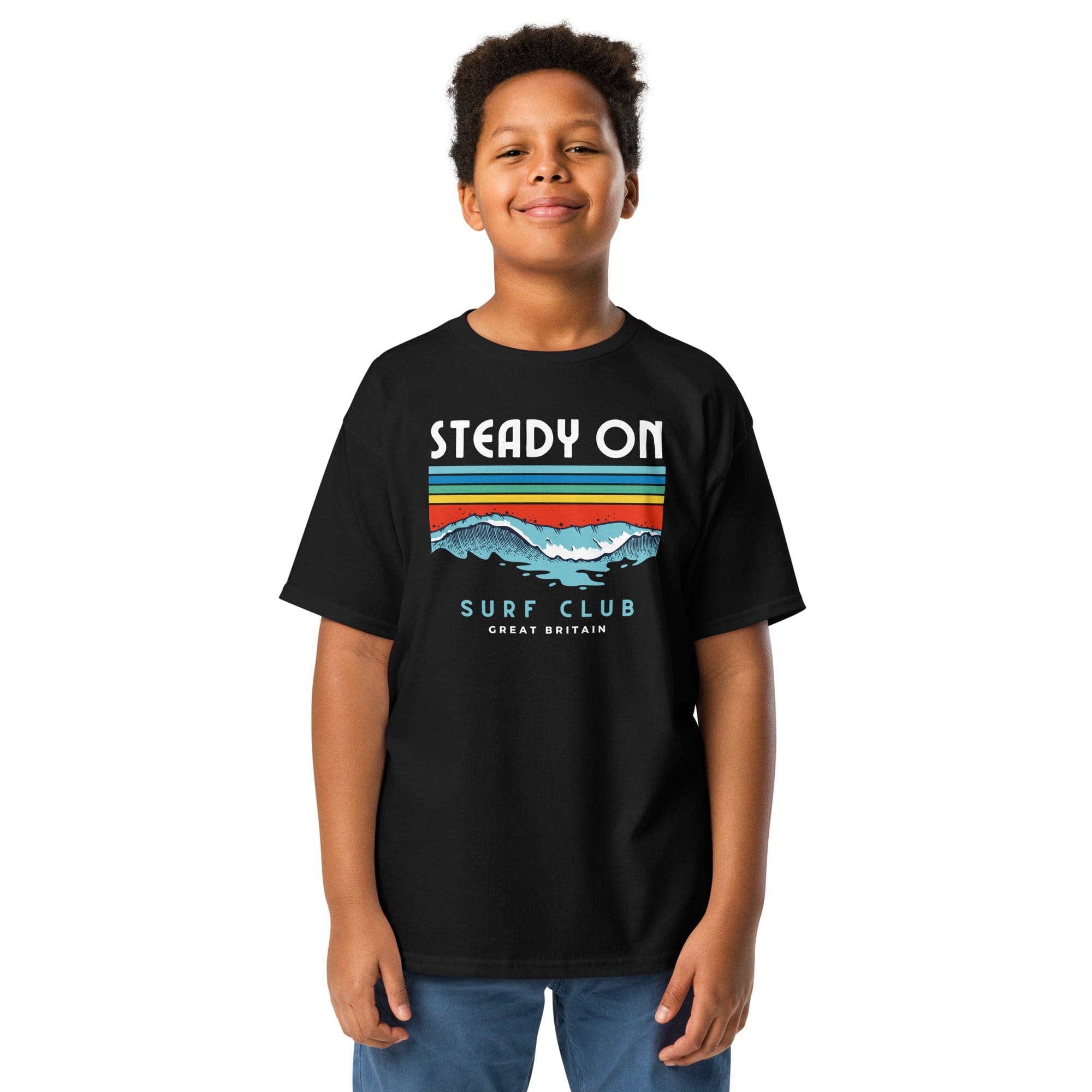 Steady On Surf Club Great Britain | 70s Wave | Youth Tee.