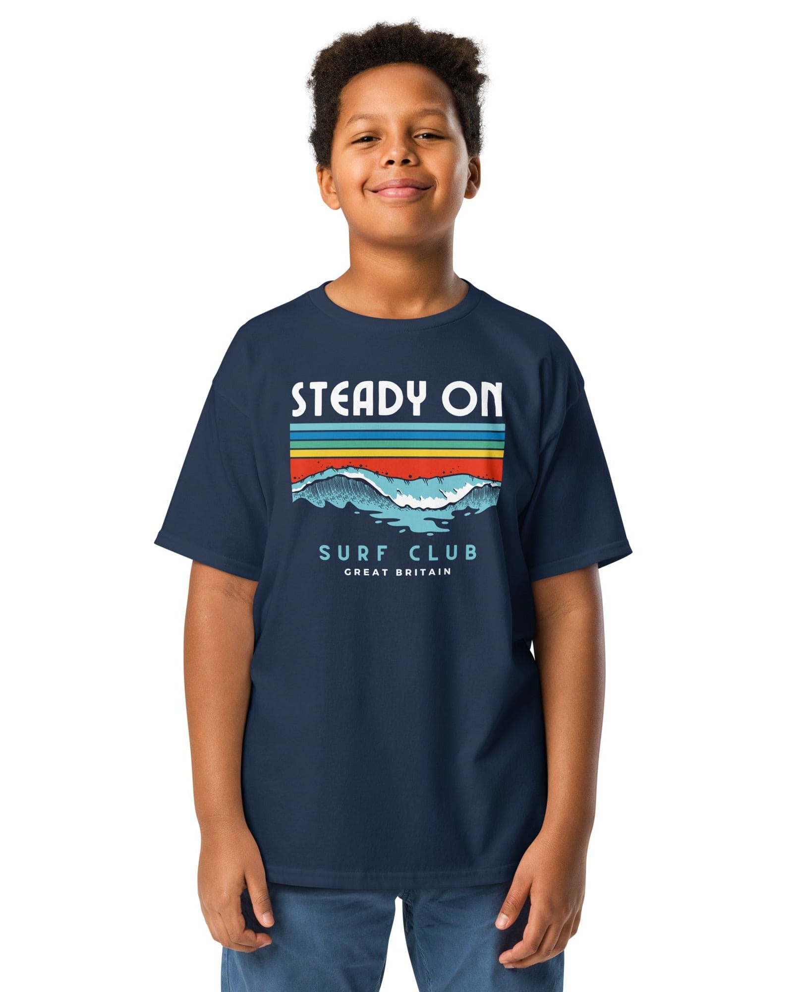 Steady On Surf Club Great Britain | 70s Wave | Youth Tee.