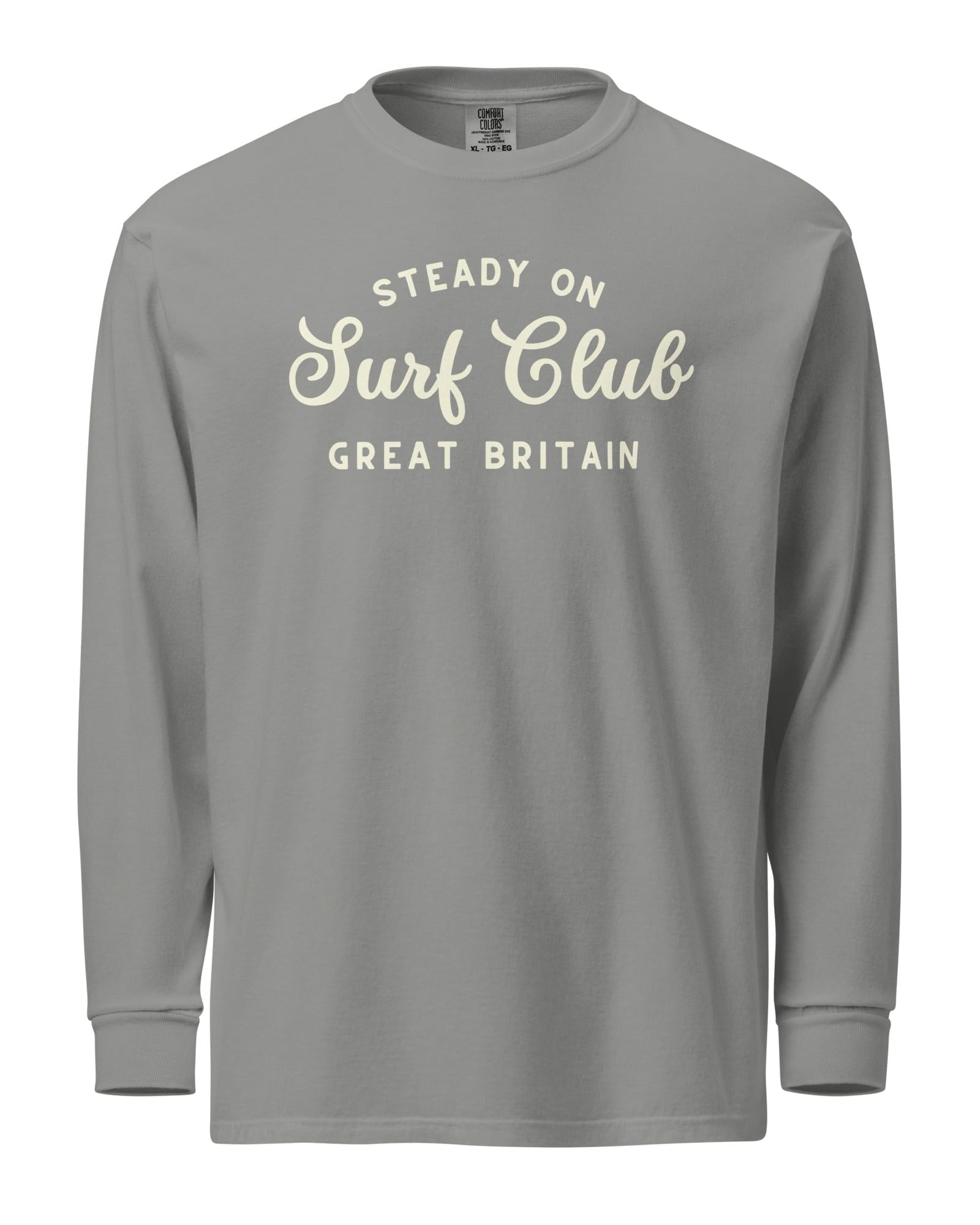 Steady On Surf Club Great Britain | Curl | Garment-dyed Heavyweight Long-sleeve Shirt.