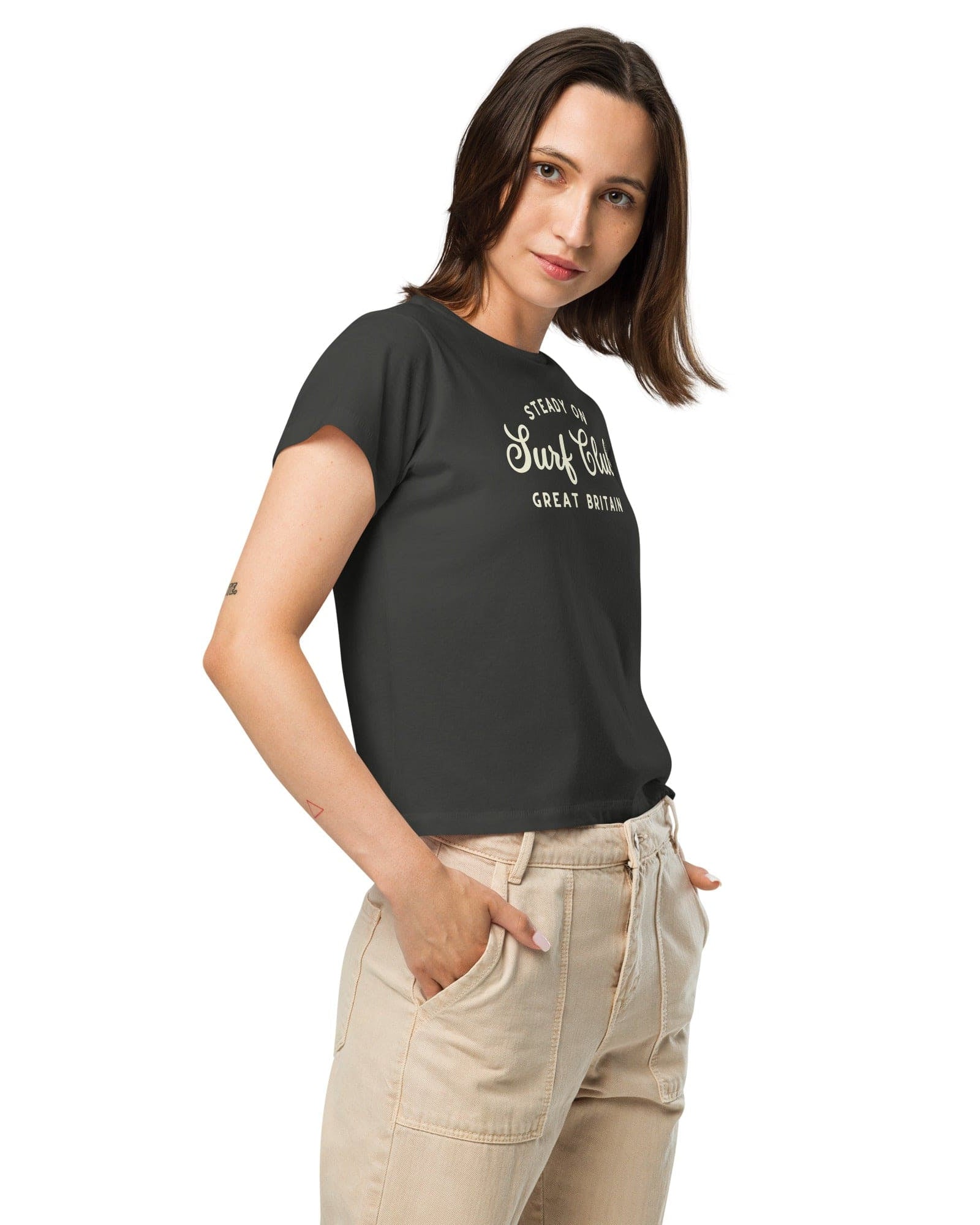 Steady On Surf Club Great Britain | Women’s High-Waisted T-shirt.