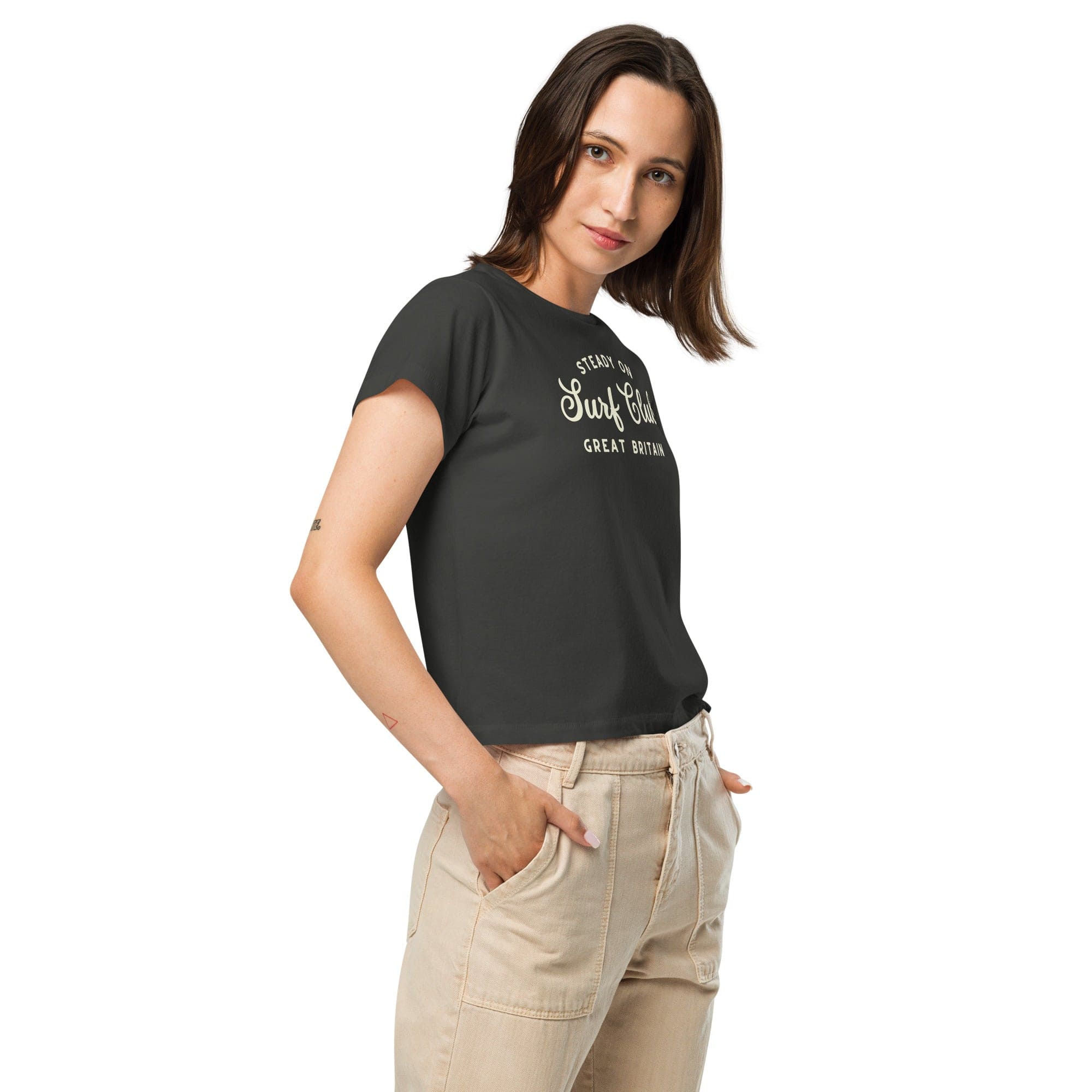 Steady On Surf Club Great Britain | Women’s High-Waisted T-shirt.