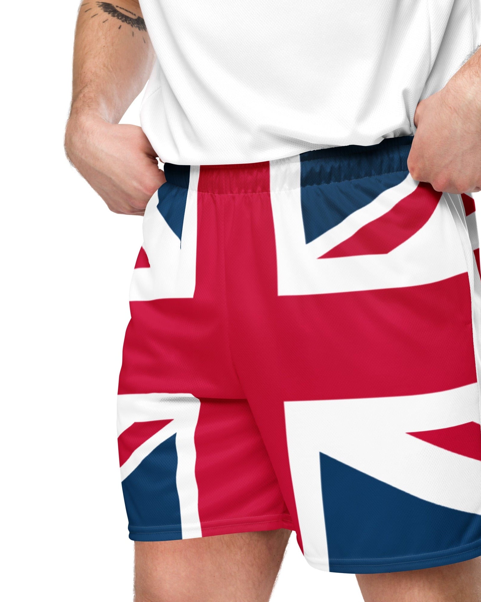 Union Jack Shorts | Mesh Fabric | Pockets | Unisex Fit.