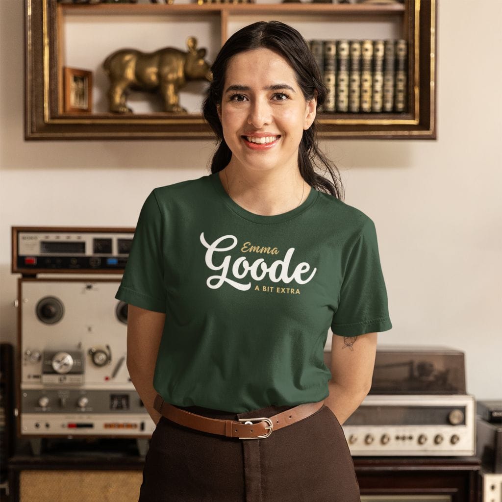 Welcome to the Emma Goode collection of casually brilliant British styles. Beyond Good—Emma Goode. A Bit Extra. Goode Girl. Goode Jeans. Cheers. 