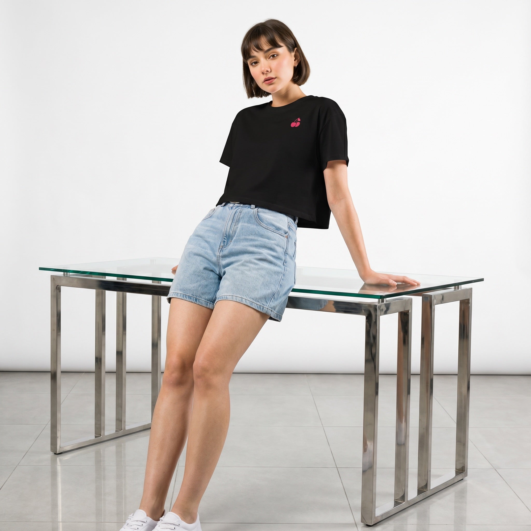 Jolly & Goode Crop Tops Black / XS A Little Something Extra Cherries Crop Top Cheeky British Style