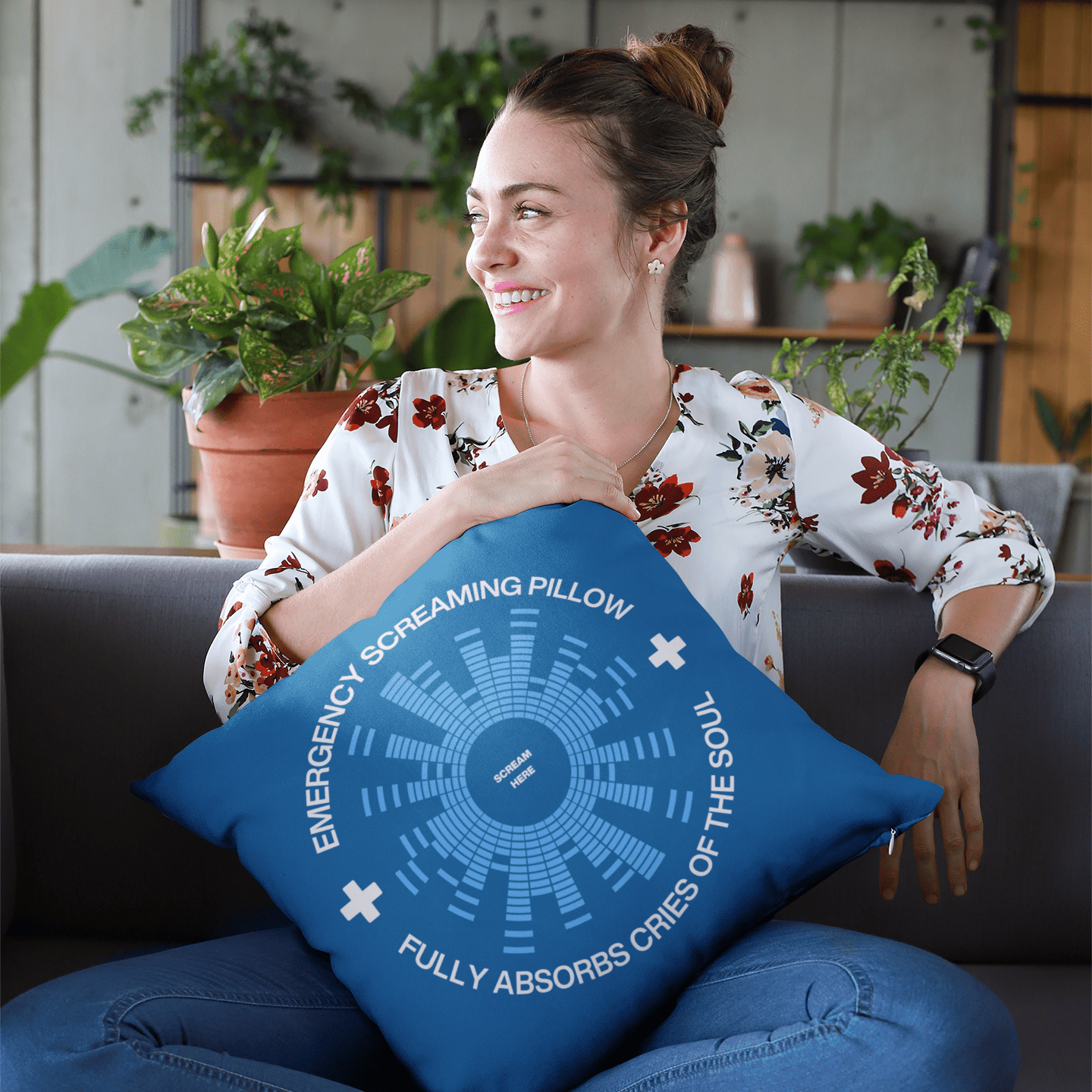 Jolly & Goode Pillow Emergency Screaming Pillow in Royally Screwed Blue Cheeky British Style
