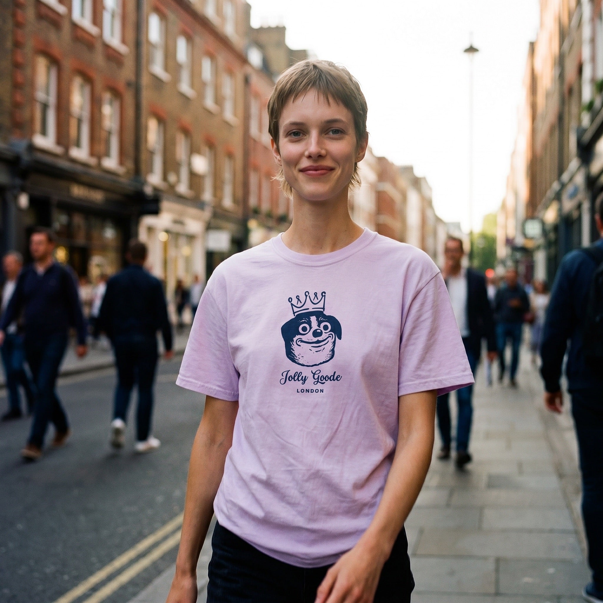 Jolly & Goode Shirts & Tops Orchid / S Jolly Goode London Crowned Dog Tee Cheeky British Style
