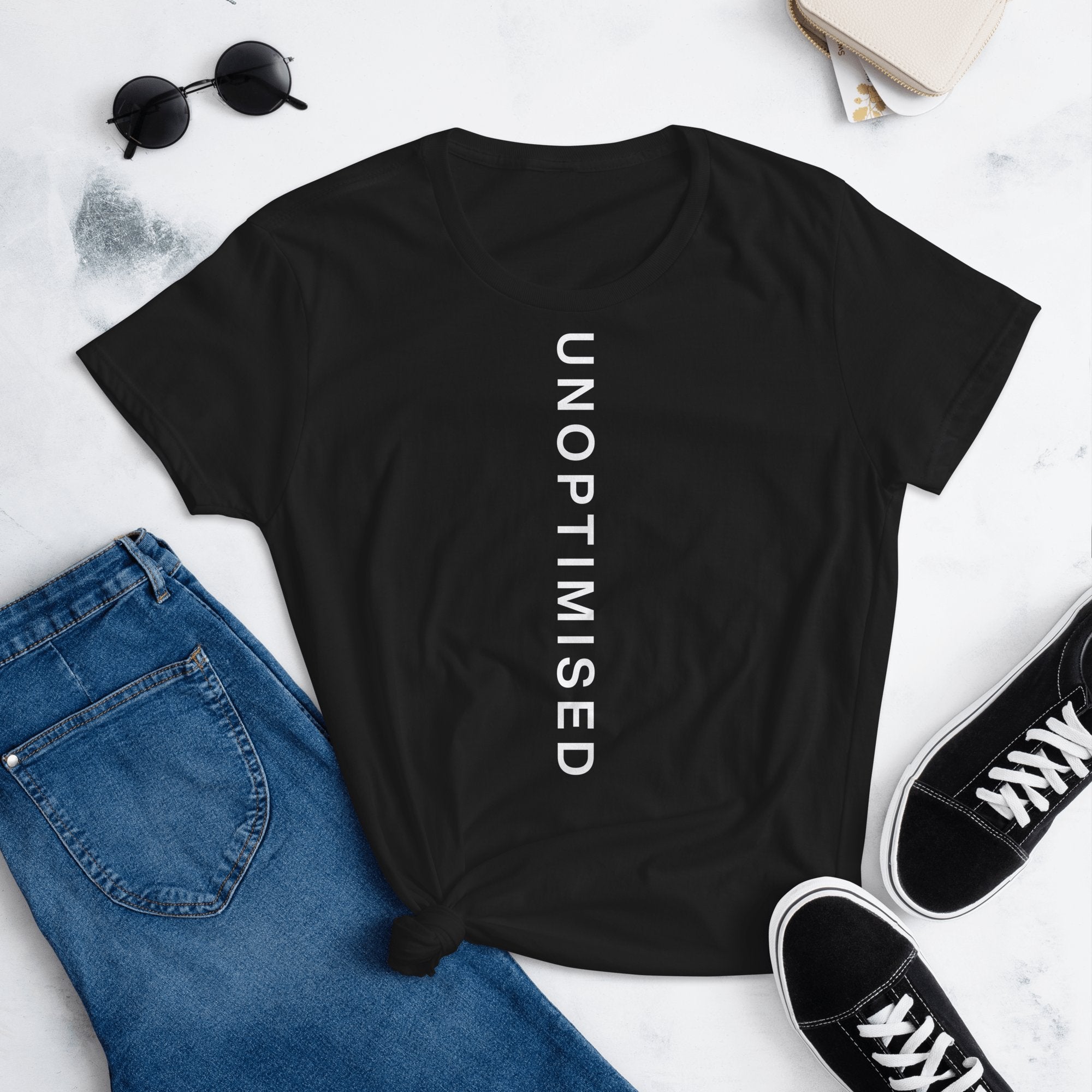 Our Unoptimised collection of apparel and gifts is for those of us who resist the endless pressure to optimise (or worse, optimize) every aspect of our quantified selves. Enjoy Unoptimised moments. Cheers.