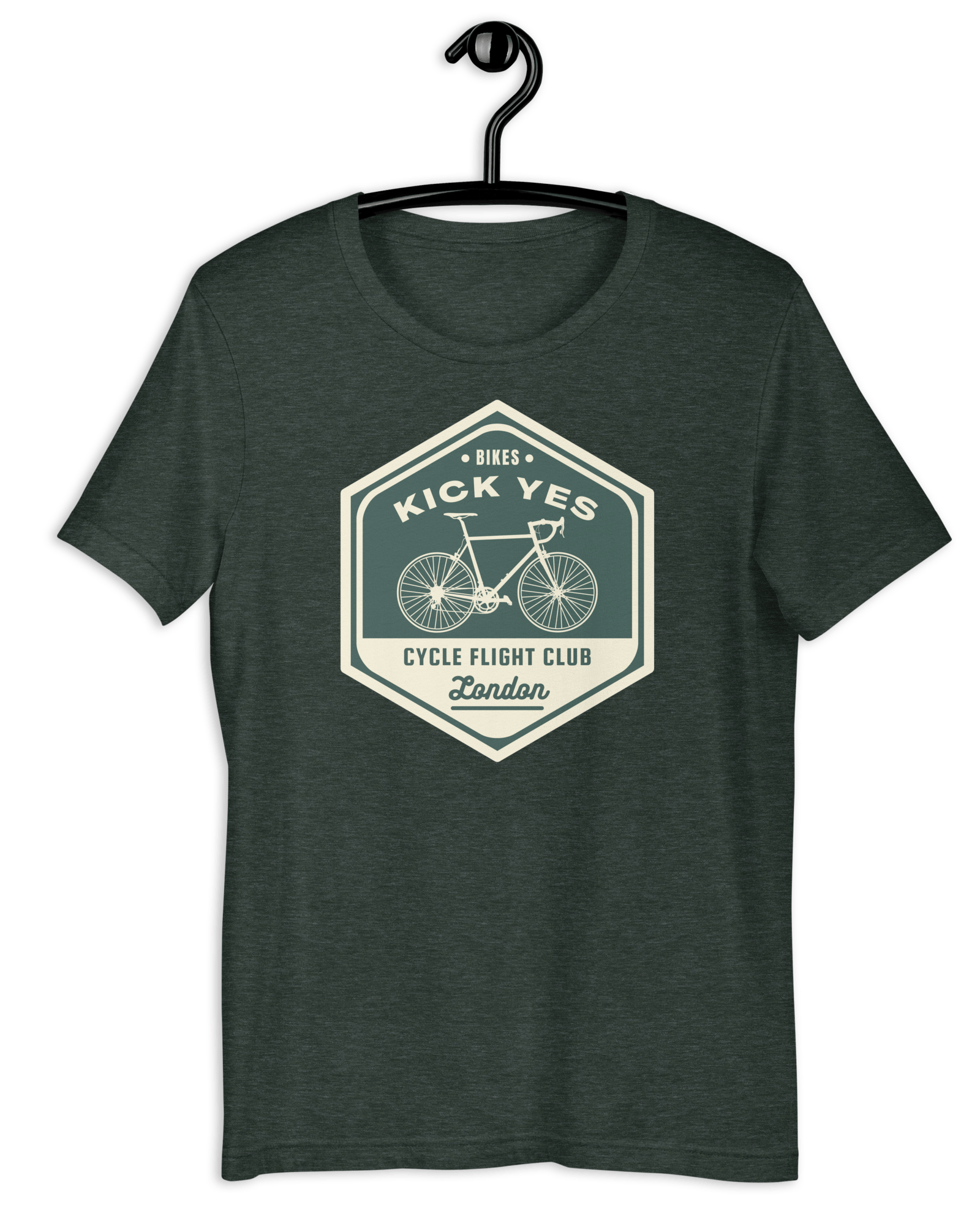 Bikes Kick Yes, Cycle Flight Club London T-shirt Heather Forest / S Shirts & Tops Jolly & Goode
