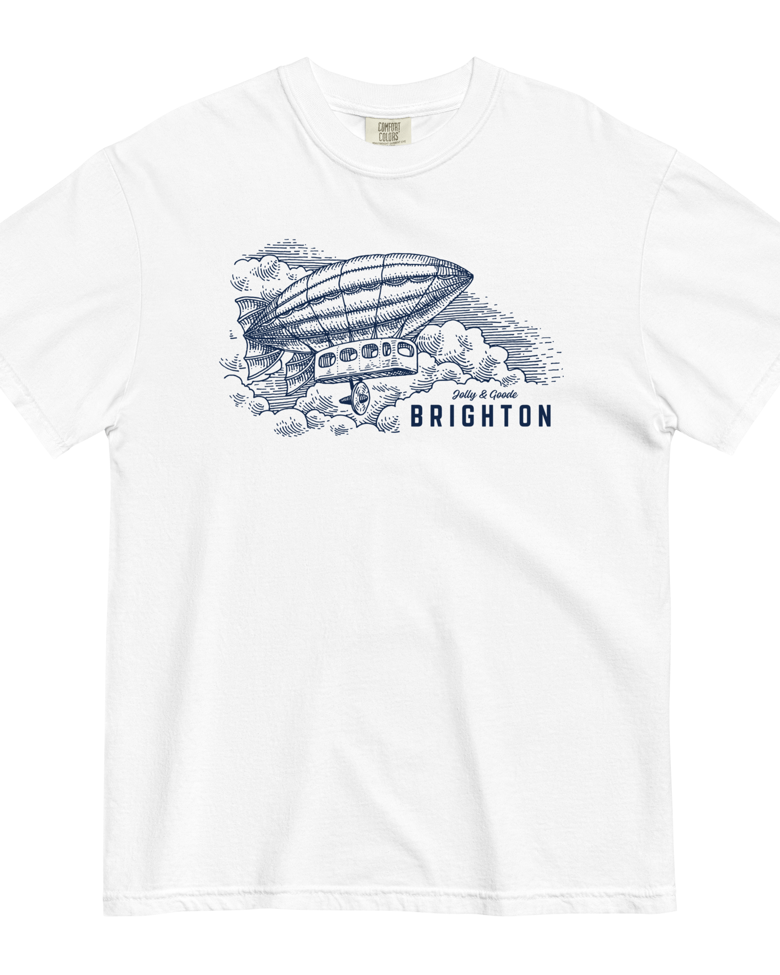 Brighton Airship T-shirt | Garment-Dyed Heavyweight Cotton White / S Shirts & Tops Jolly & Goode