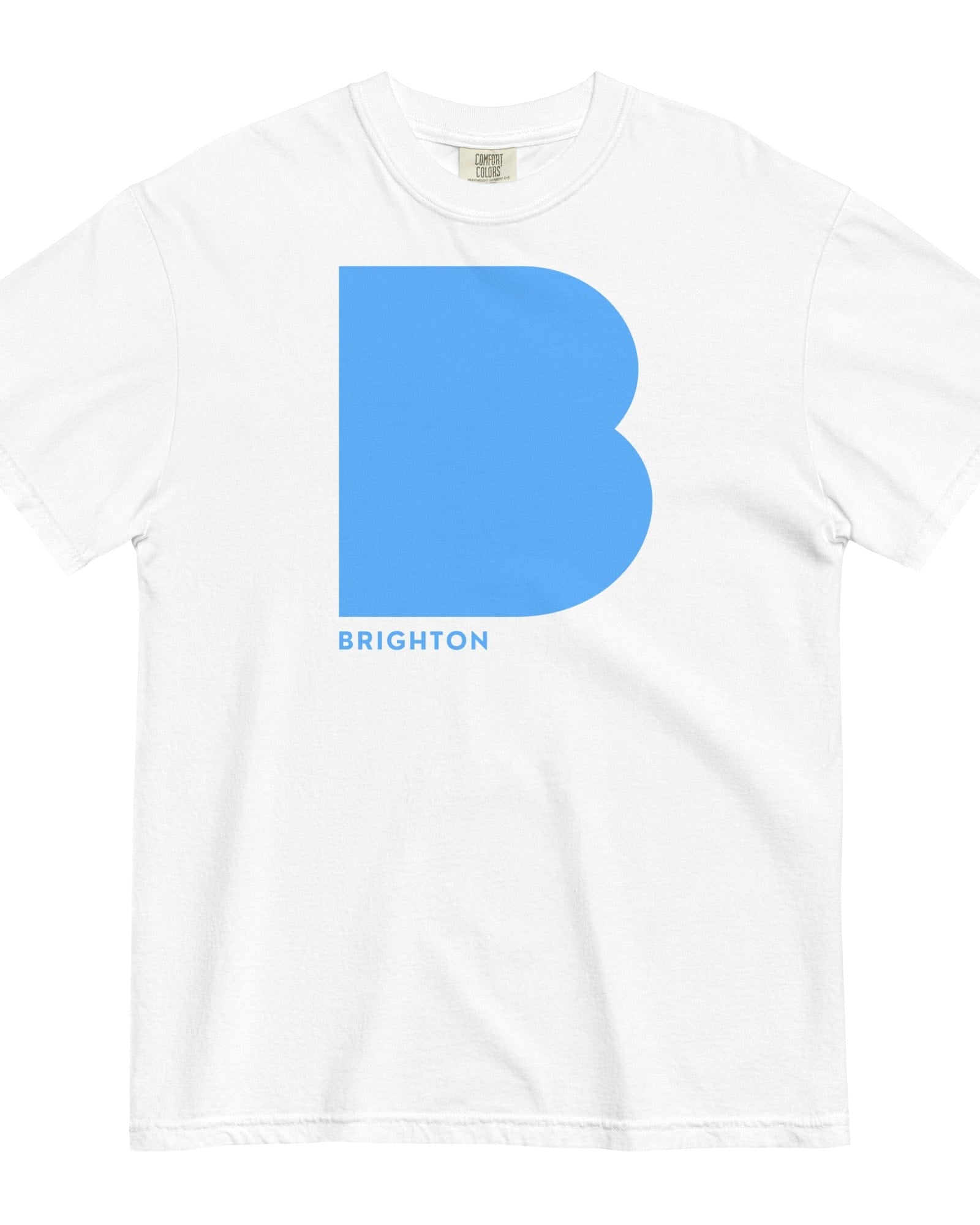 Brighton B T-shirt | Sky Blue | Garment-dyed Heavyweight White / S Shirts & Tops Jolly & Goode
