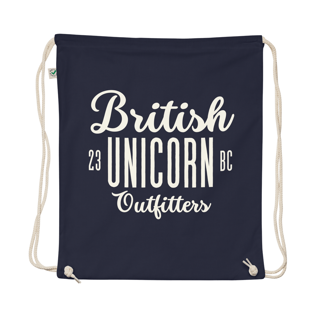British Unicorn Outfitters Drawstring Bag | Organic Cotton Navy Drawstring Bag Jolly & Goode